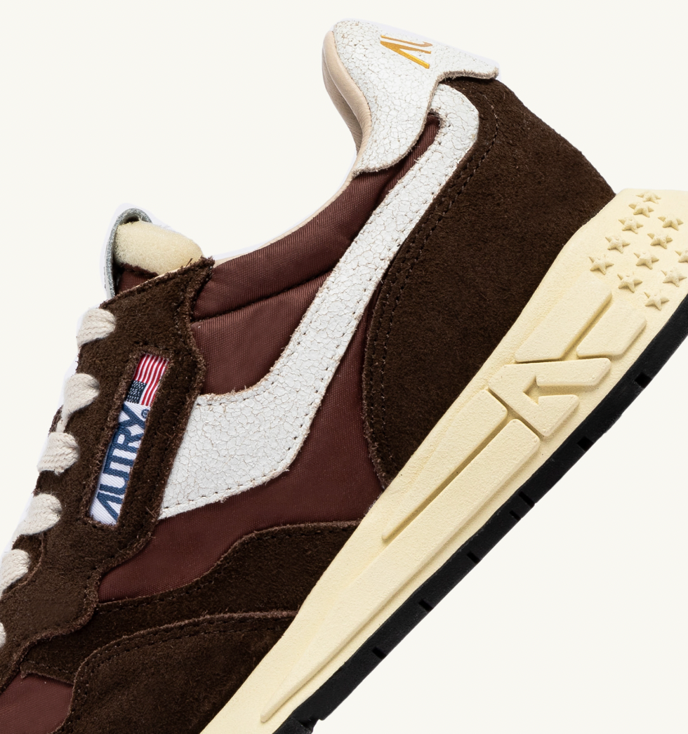 REELWIND LOW SNEAKERS IN EBONY AND WHITE SUEDE AND NYLON