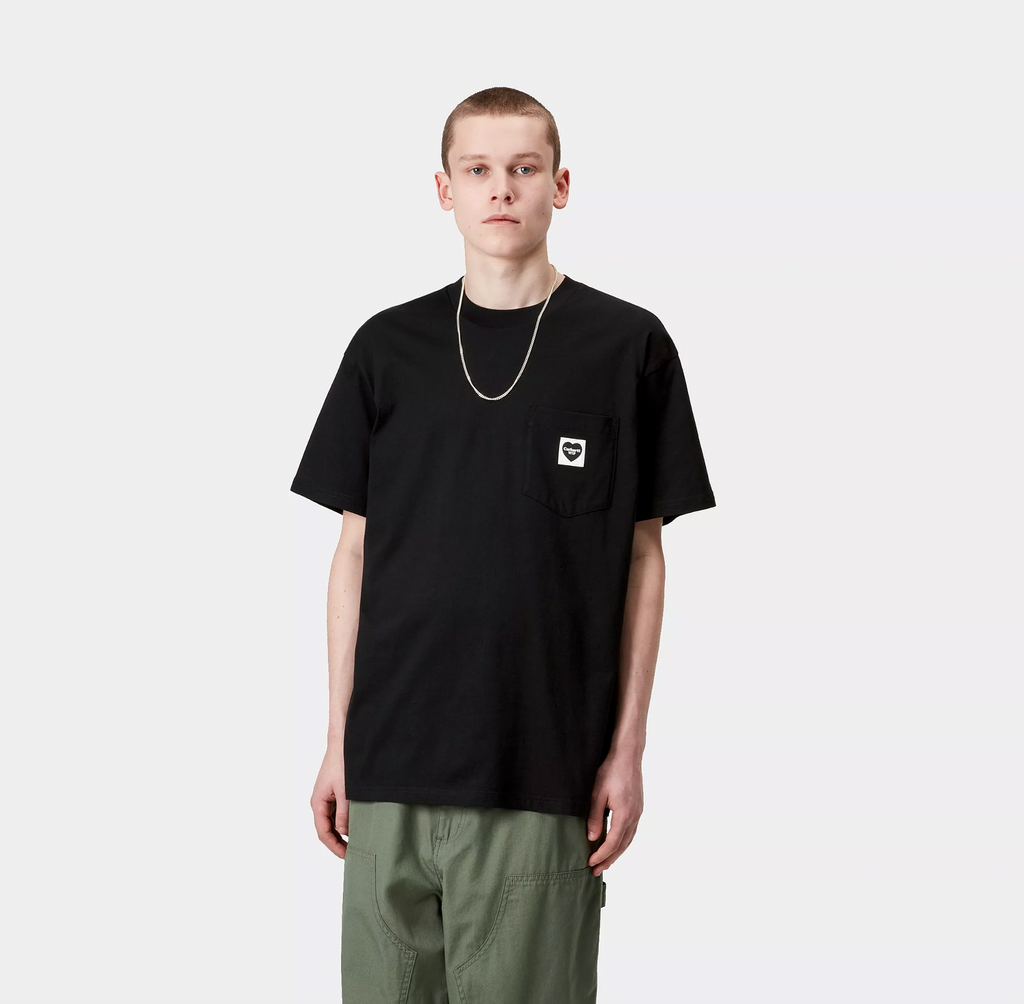 S/S Pocket Heart T-Shirt Black / Black