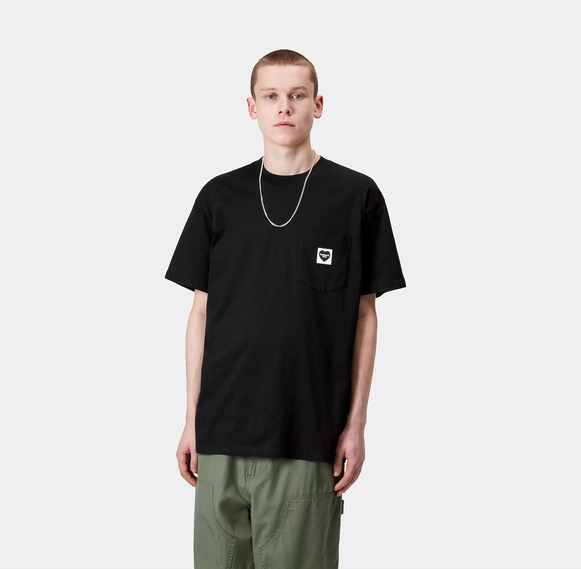 S/S Pocket Heart T-Shirt Black / Black