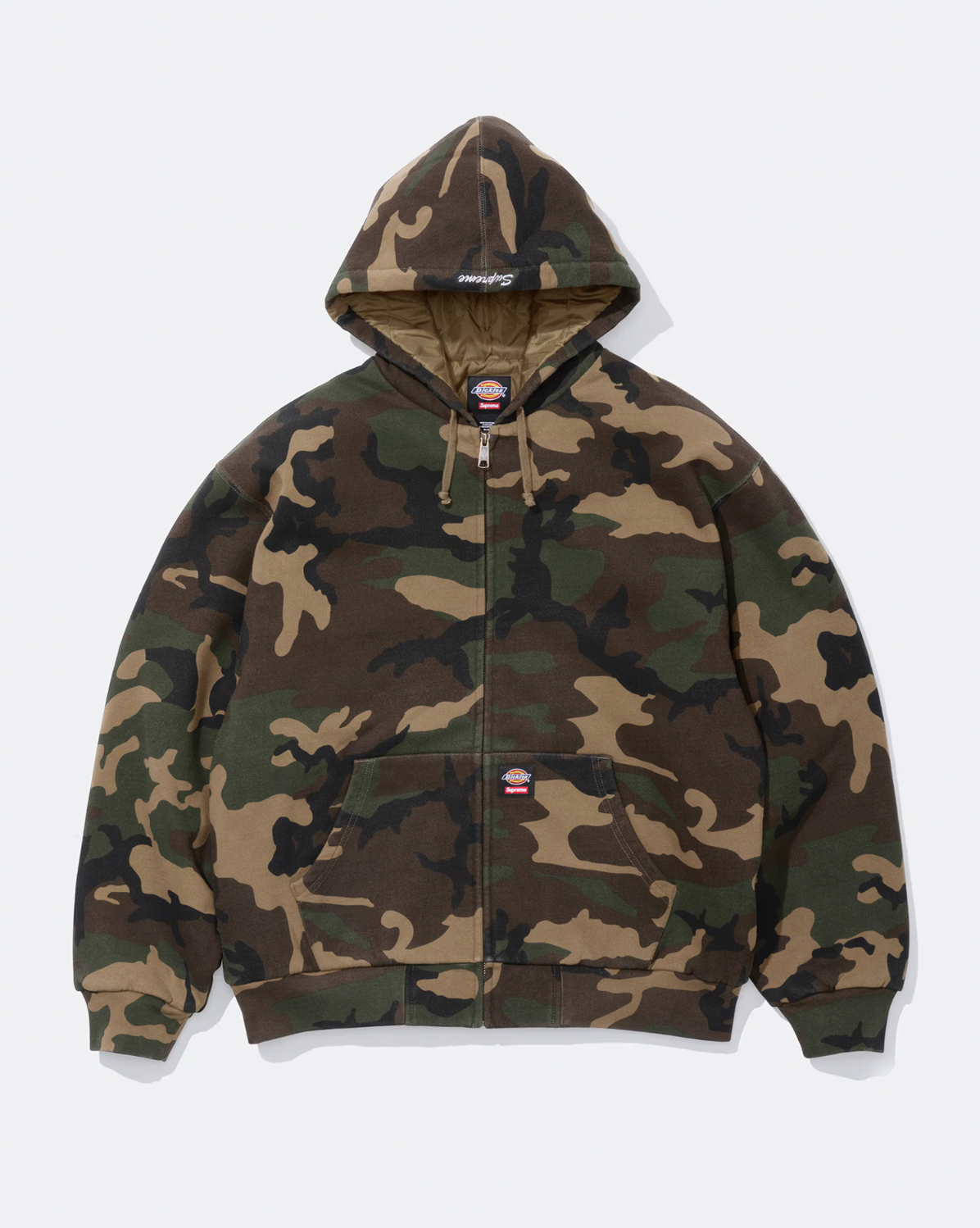 SUPREME DICKIES QUIHED LINED ZIP UP CAMO L