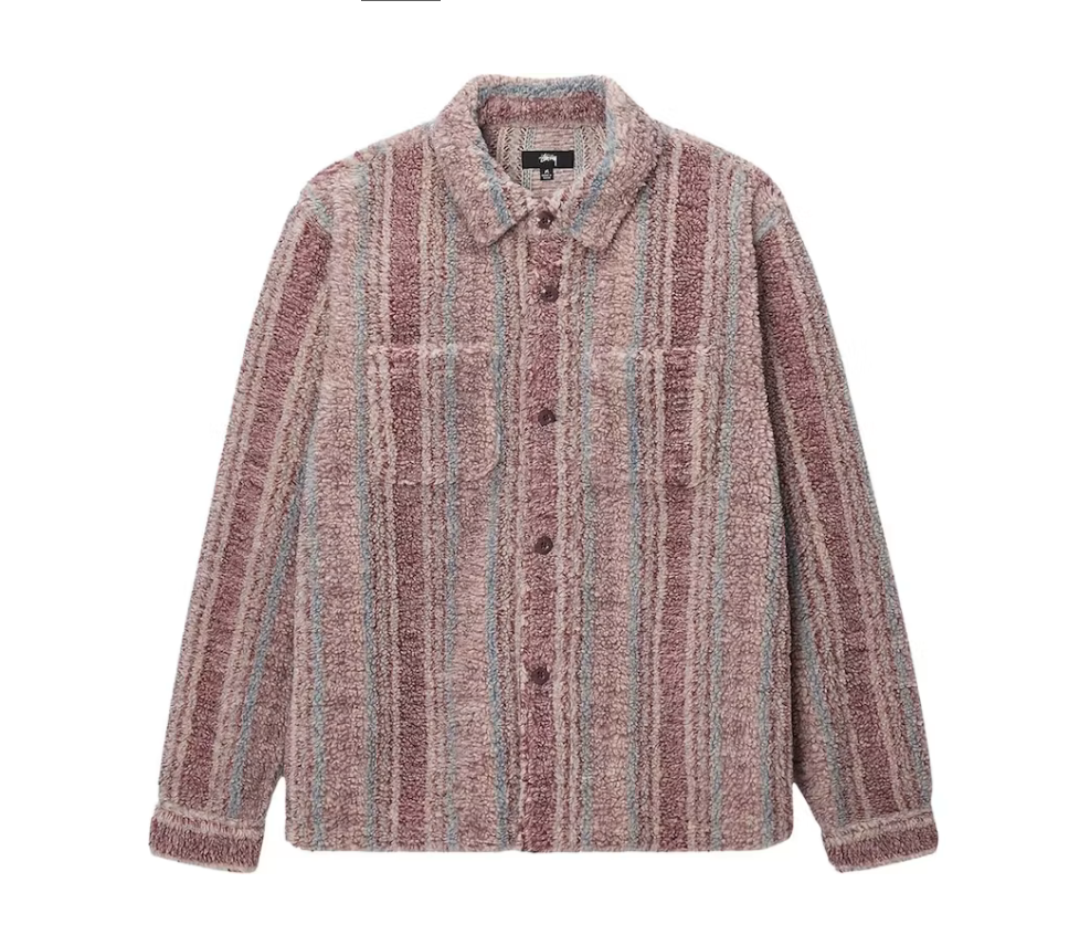 Stripe Sherpa Shirt Berry