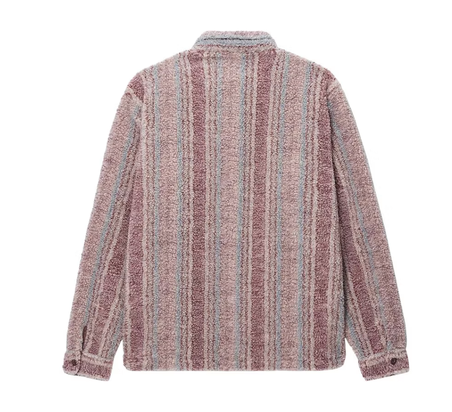 Stripe Sherpa Shirt Berry
