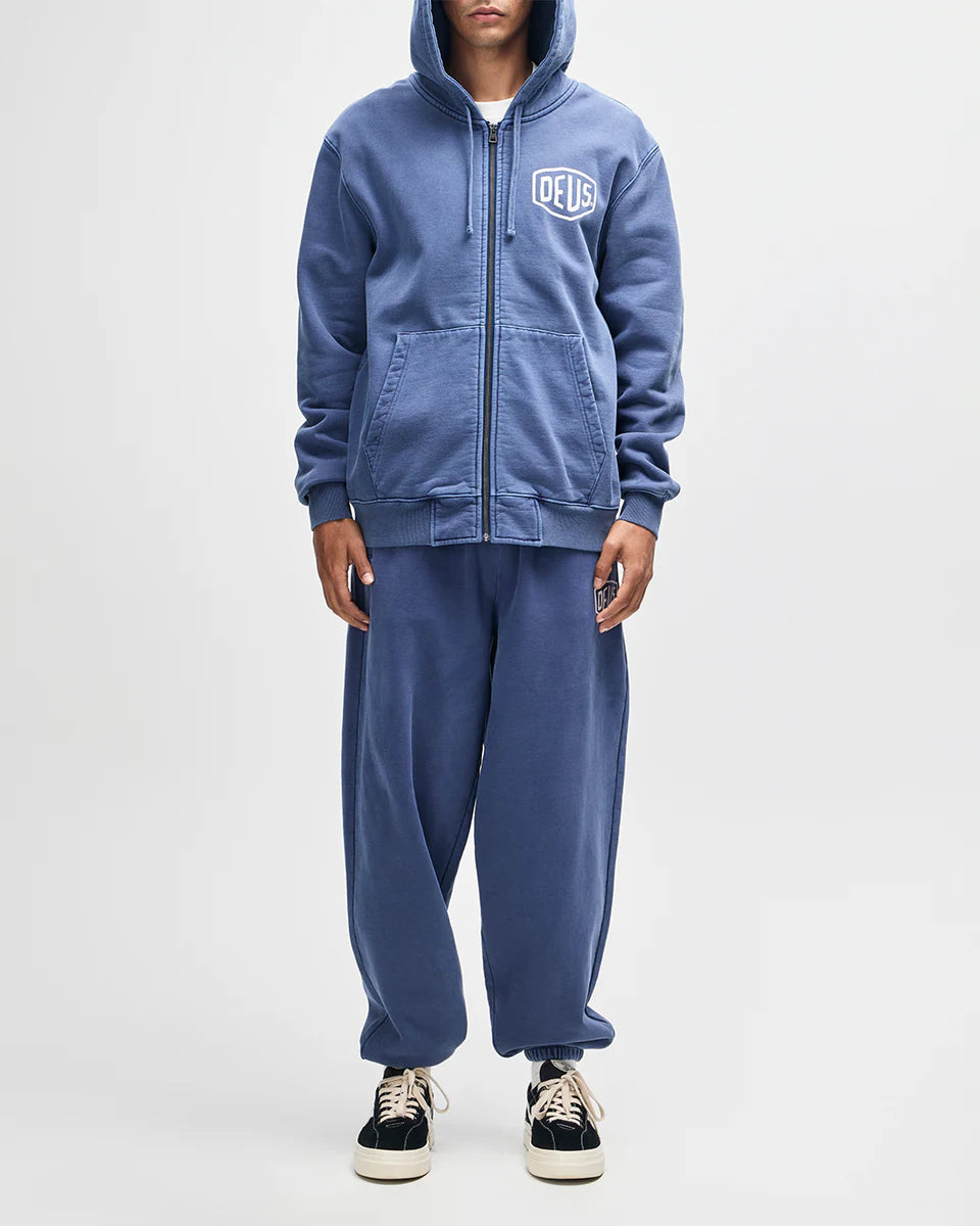 Shield Garment Dyed Zip Hoodie Mechanic Blue