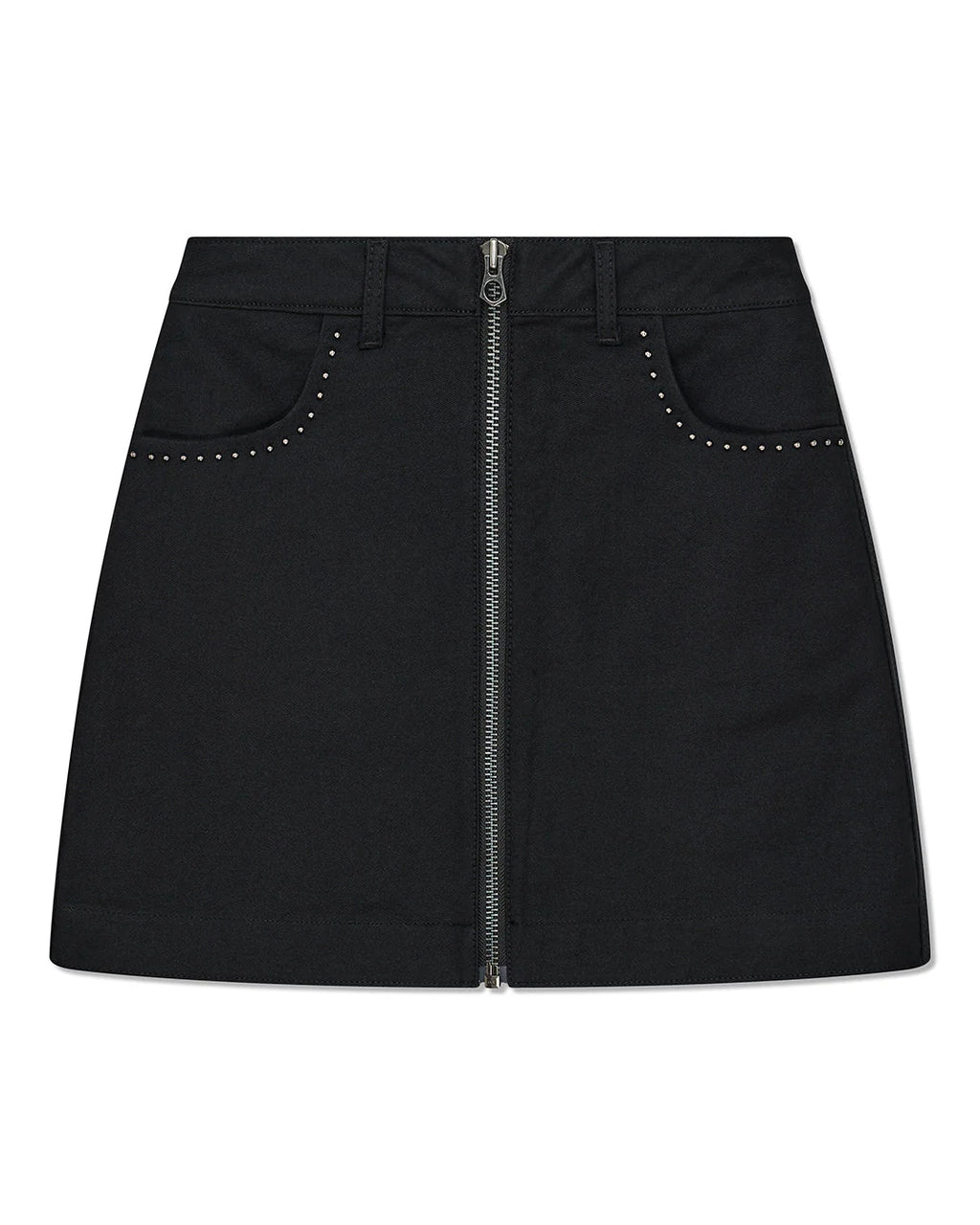 Outlaw Zip Mini Skirt Black Rinse Wash