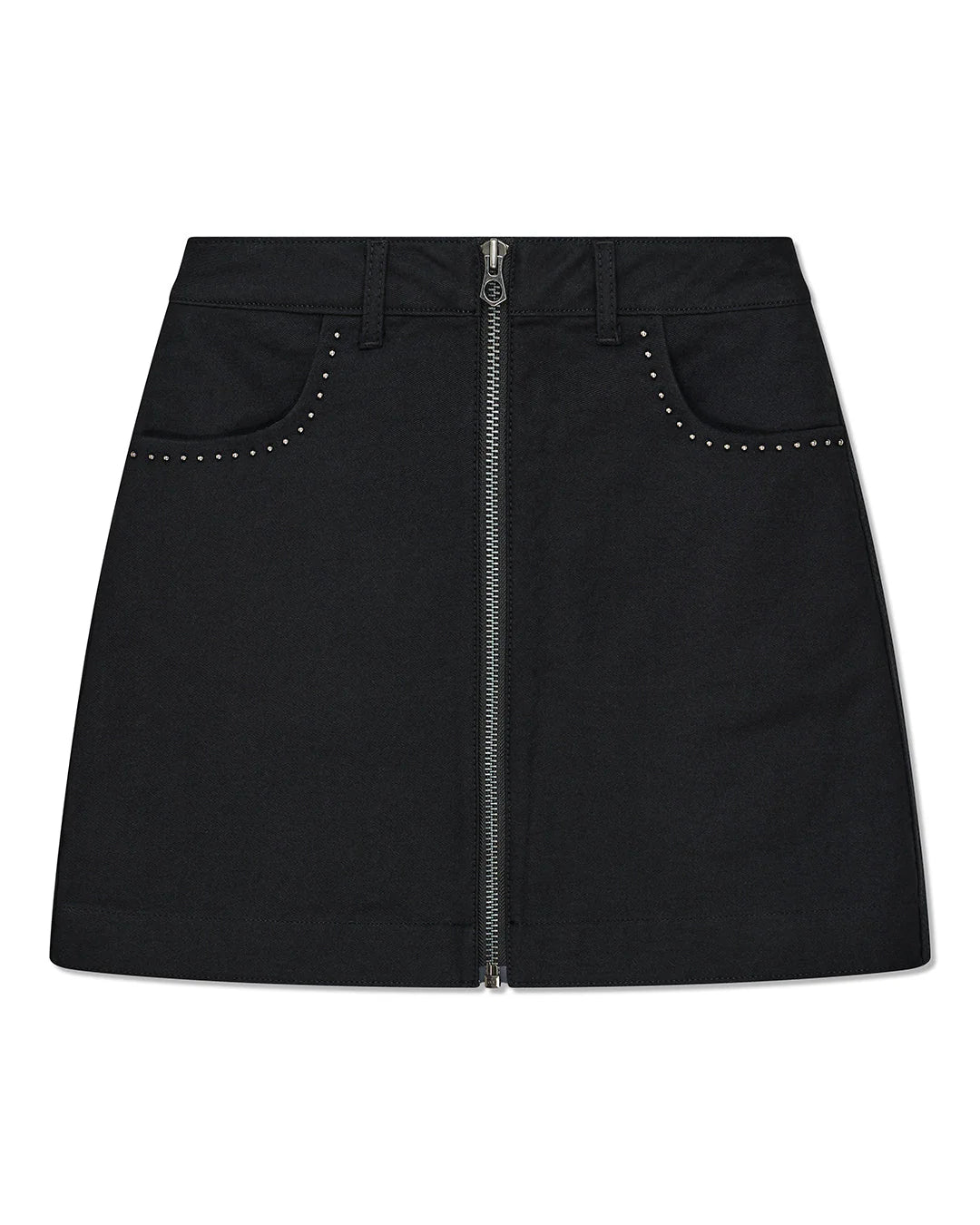 Outlaw Zip Mini Skirt Black Rinse Wash