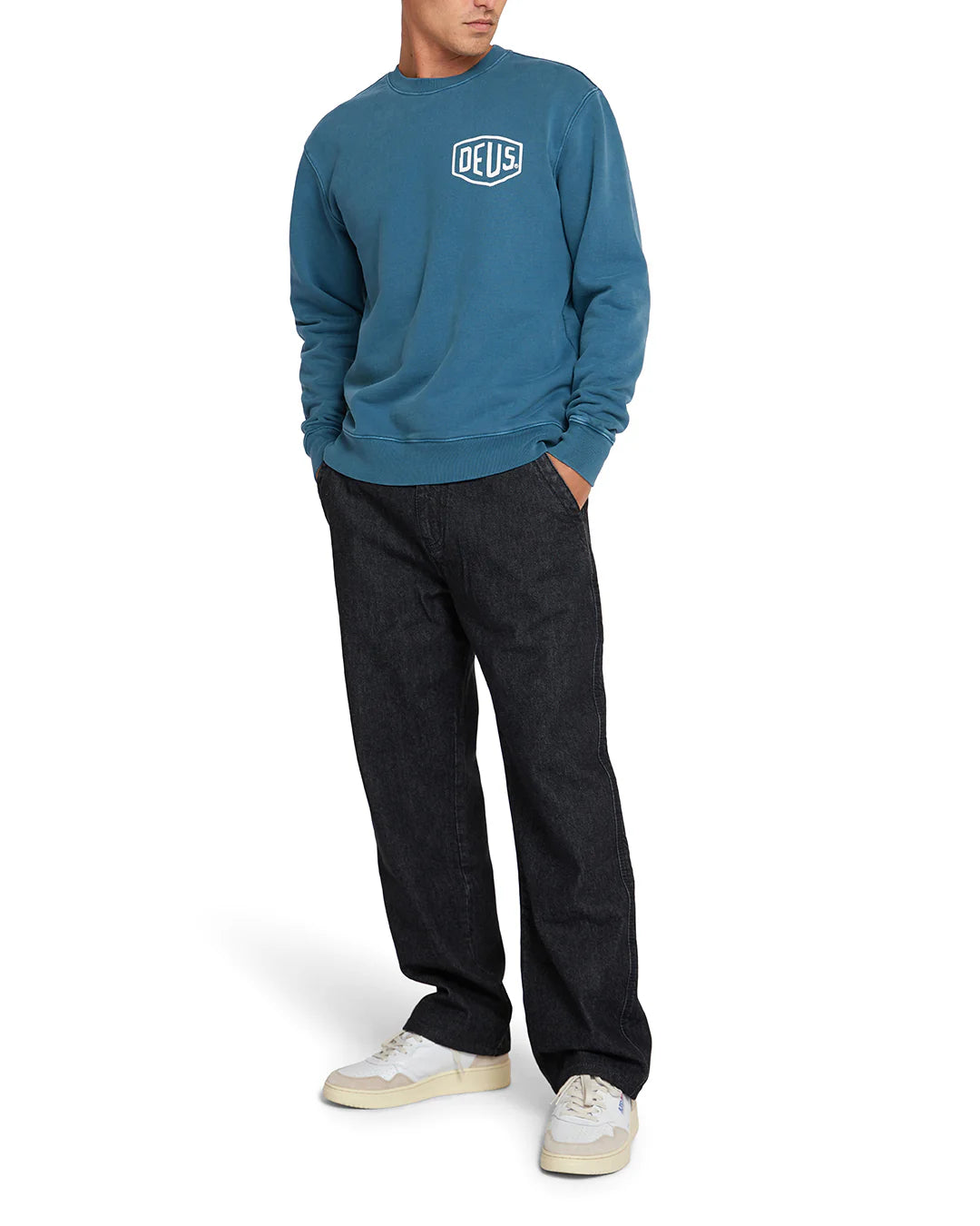 Garment Dyed Shield Crew Atlantic Deep