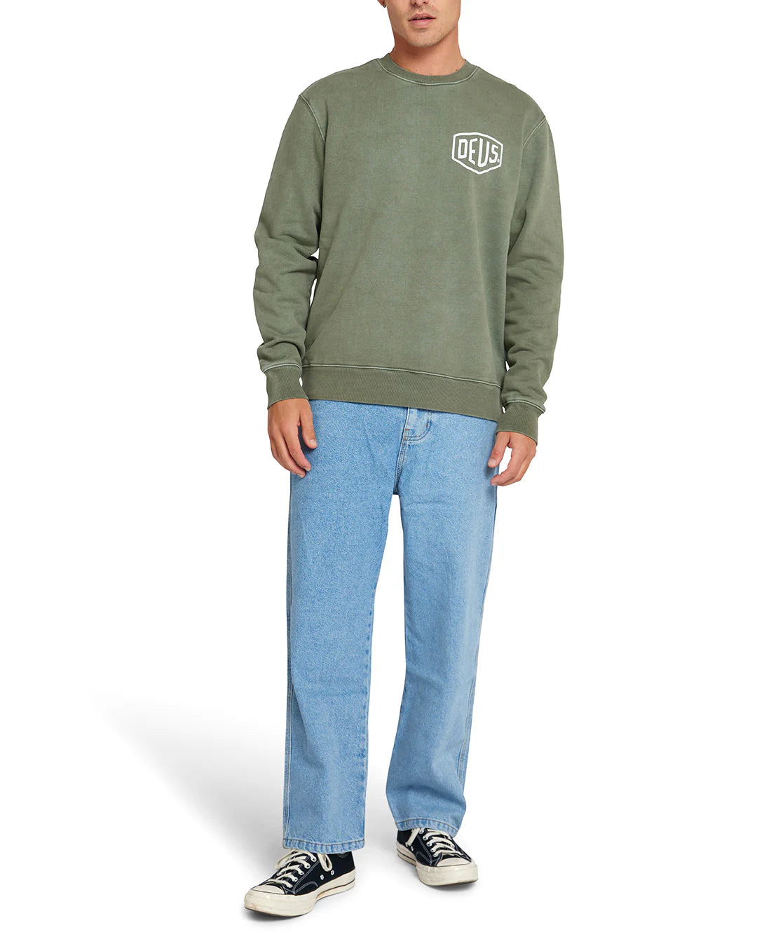 Garment Dyed Shield Crew Lichen Green