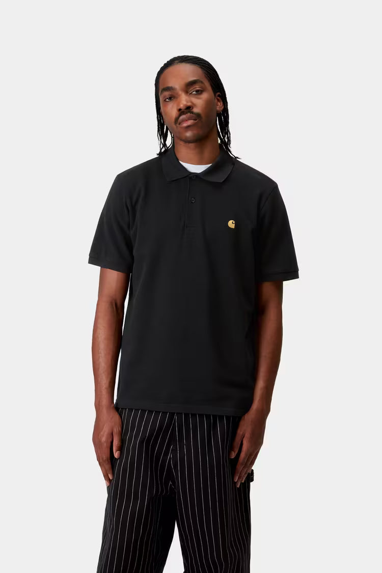 S/S Chase Pique Polo Black / Gold