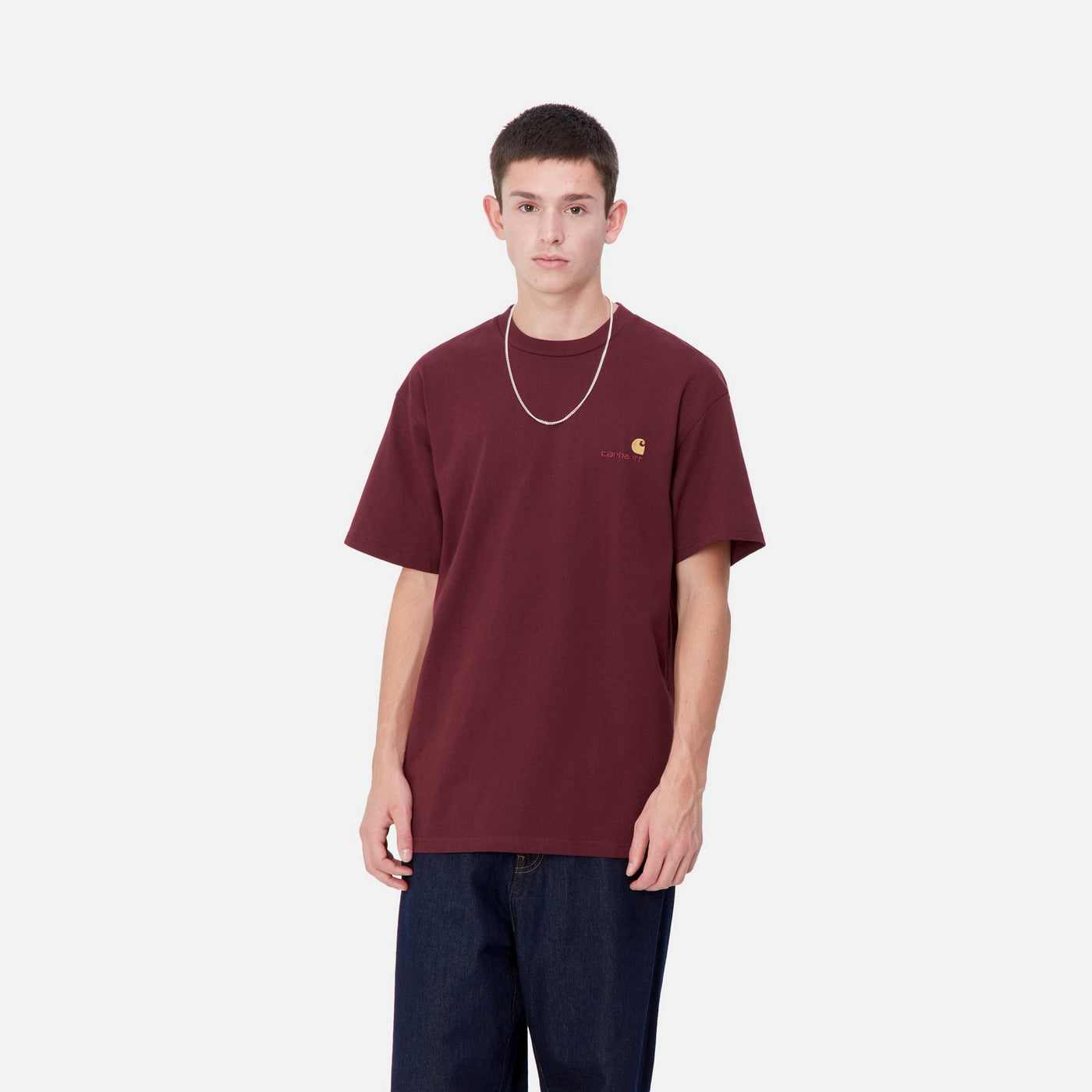 S/S American Script T-Shirt Malbec