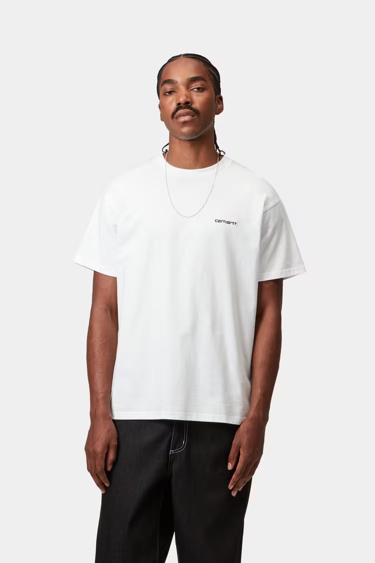 S/S Script Embroidery T-Shirt White / Black