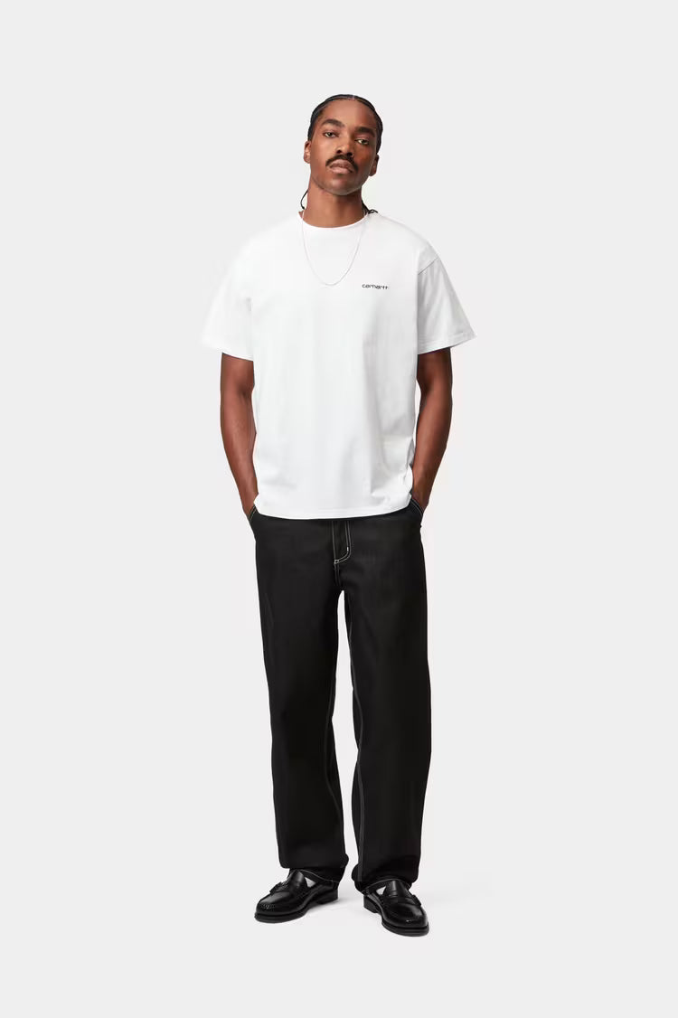 S/S Script Embroidery T-Shirt White / Black