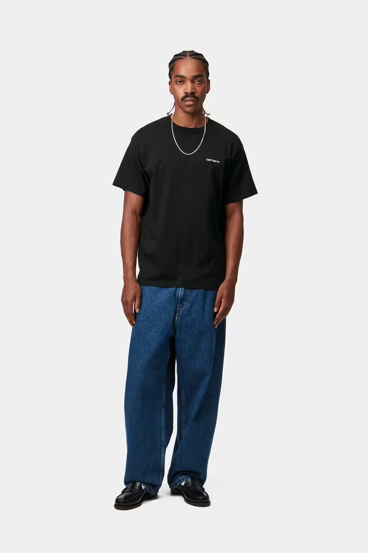 S/S Script Embroidery T-Shirt Black / White