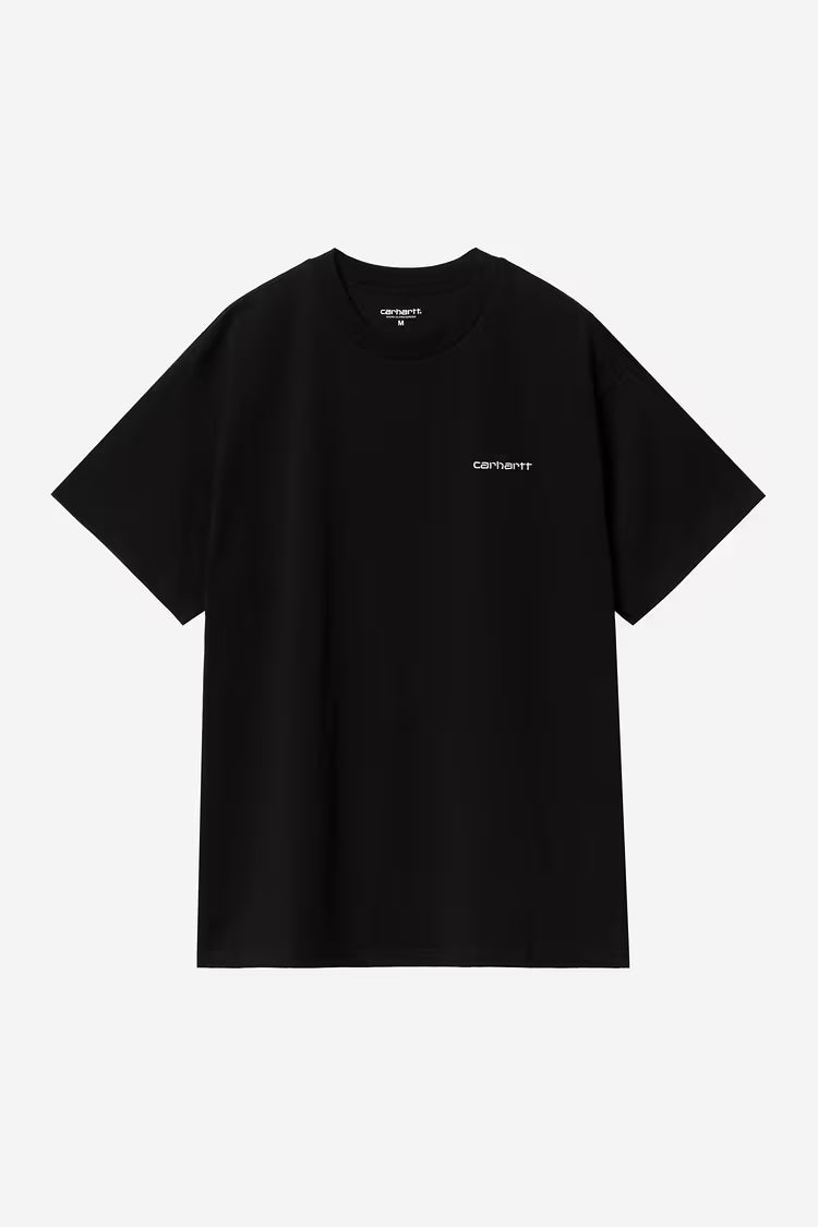 S/S Script Embroidery T-Shirt Black / White