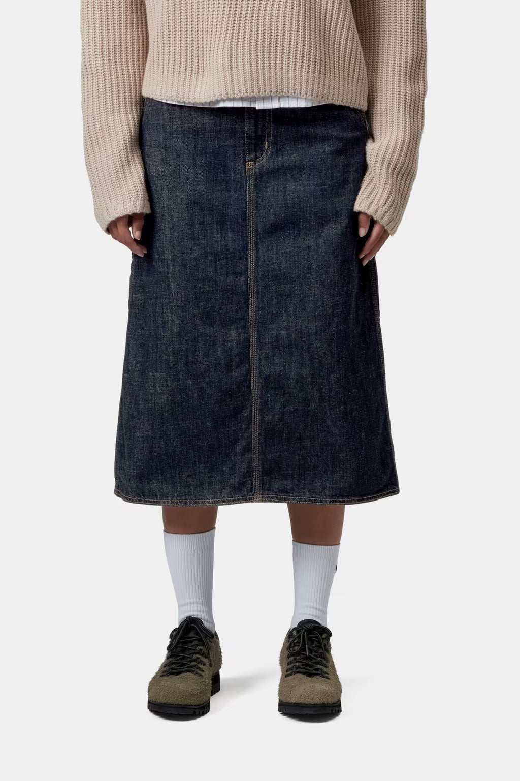 W' Single Knee Skirt Blue Rinsed