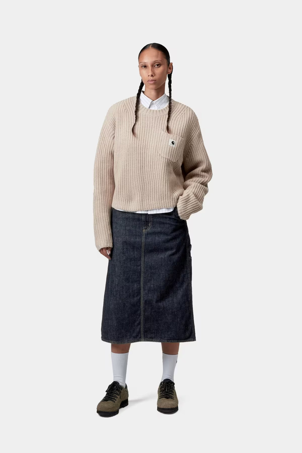 W' Single Knee Skirt Blue Rinsed