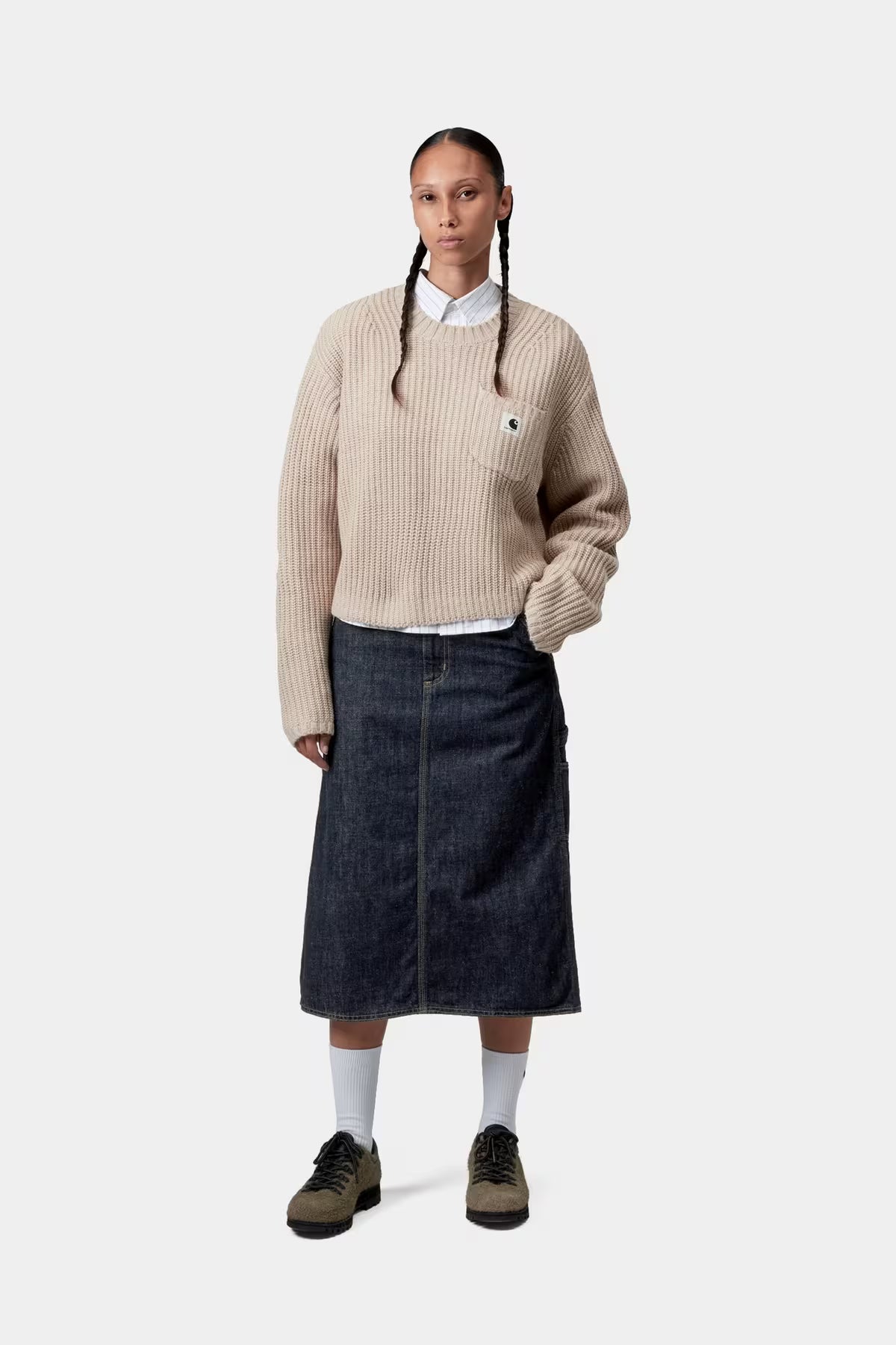 W' Single Knee Skirt Blue Rinsed