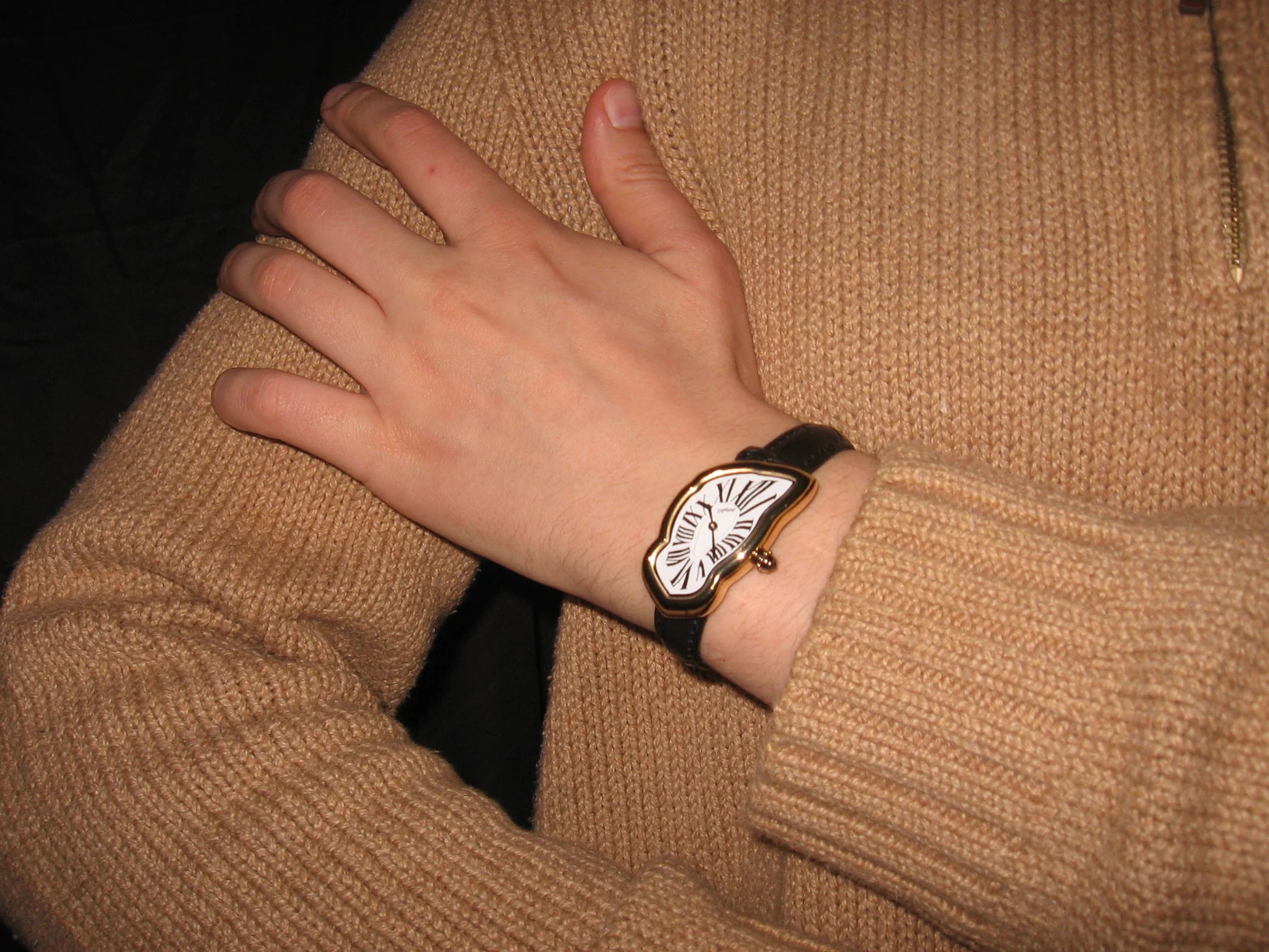 Laphont Melting Watch Slim Gold Case Mens Band Black