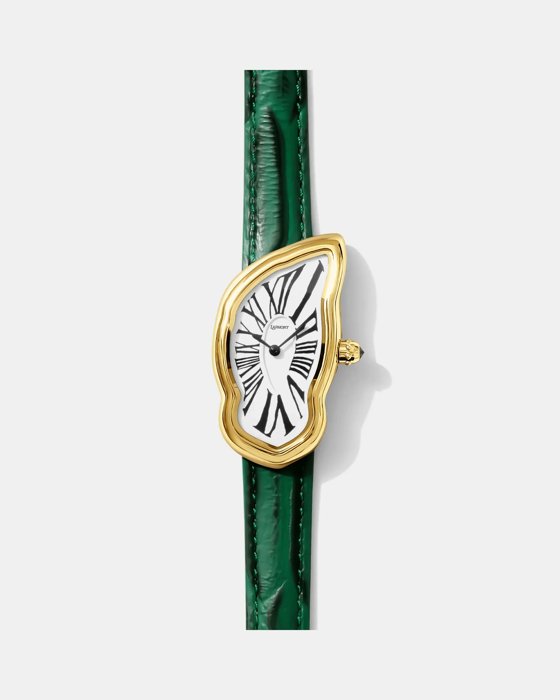 Laphont Melting Watch Slim Gold Case Mens Band Green