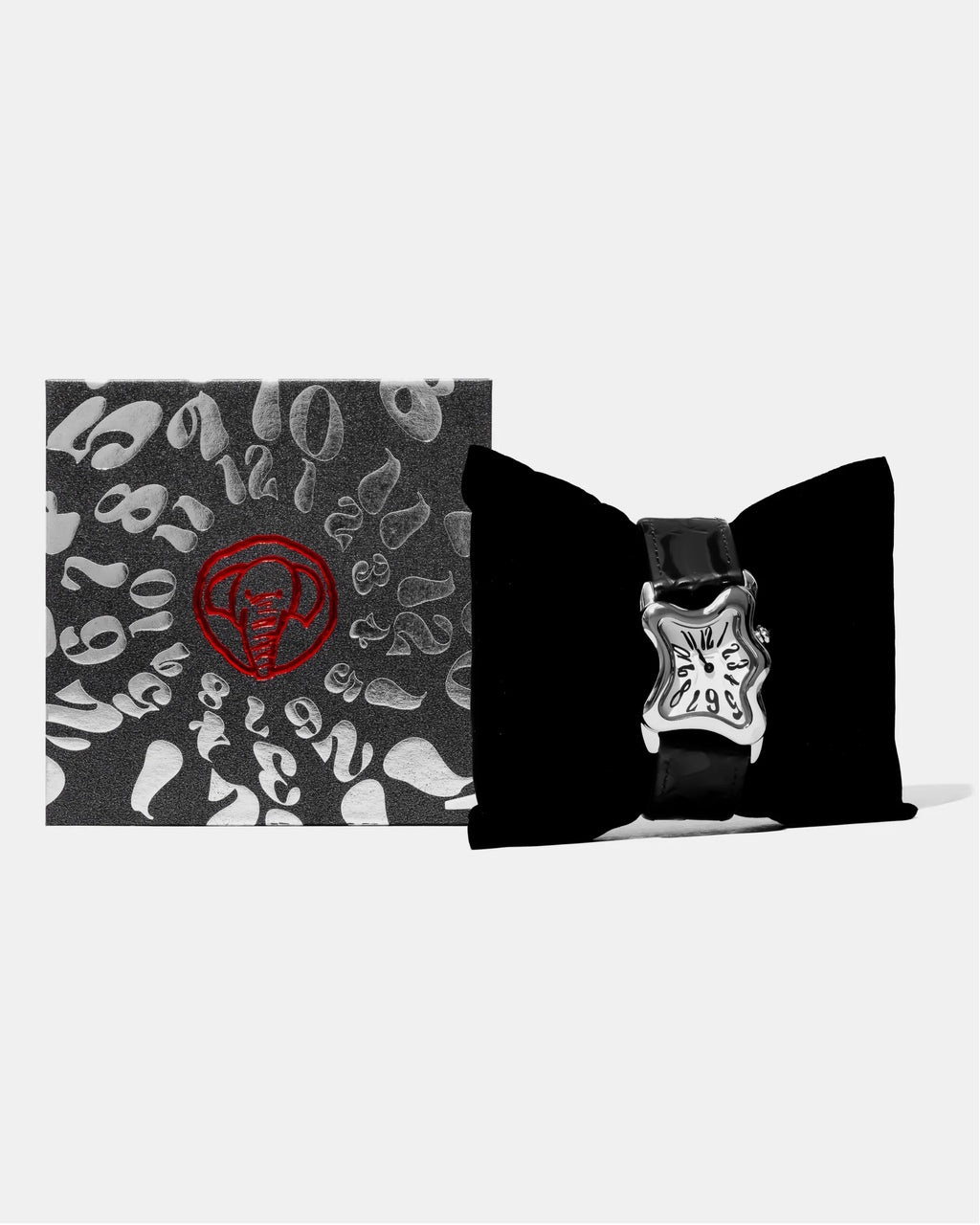 Laphont Ooblong Watch Silver Case Black Band White Dial