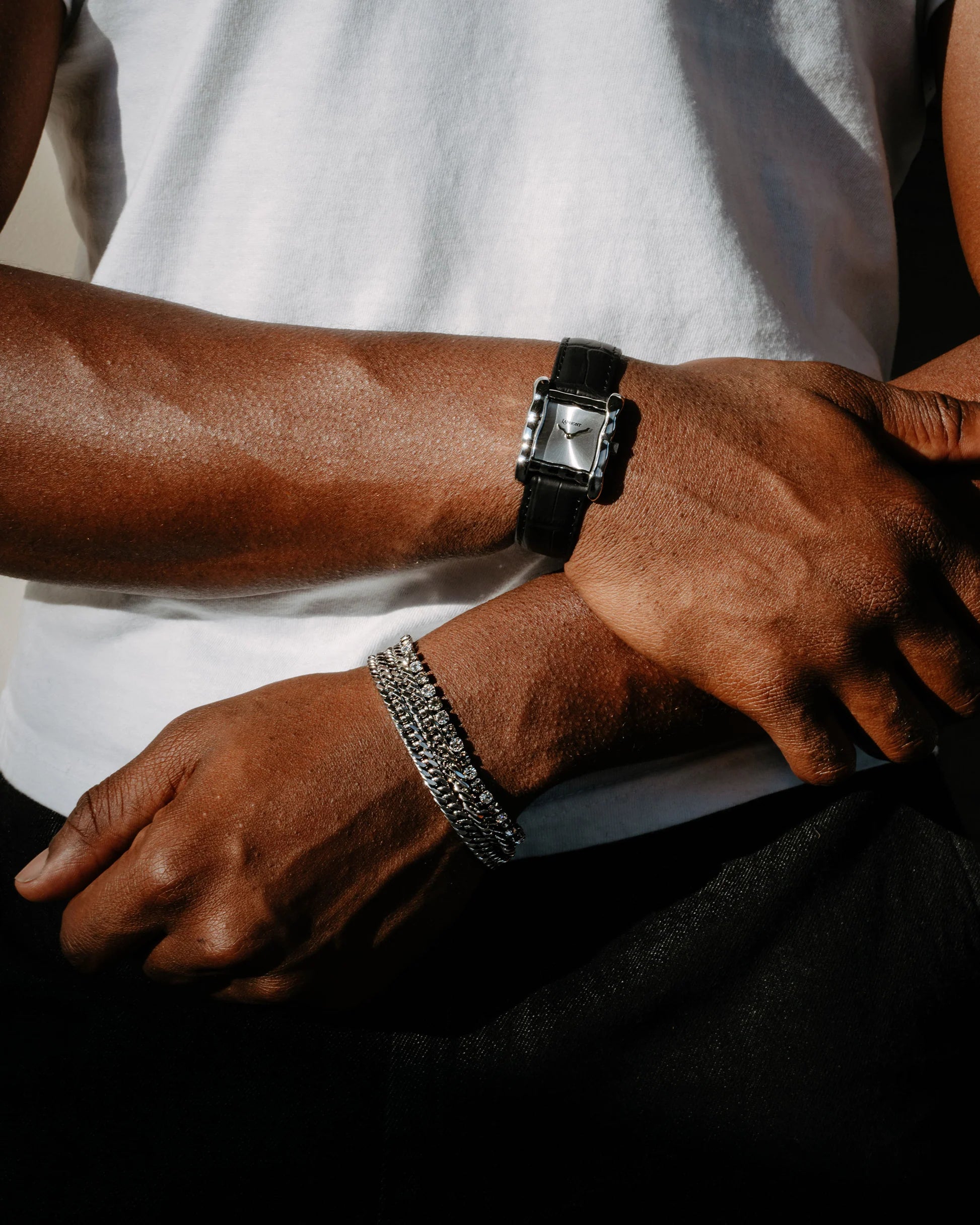 Laphont Situ Watch Large Silver Case Mother of Pearl Dial