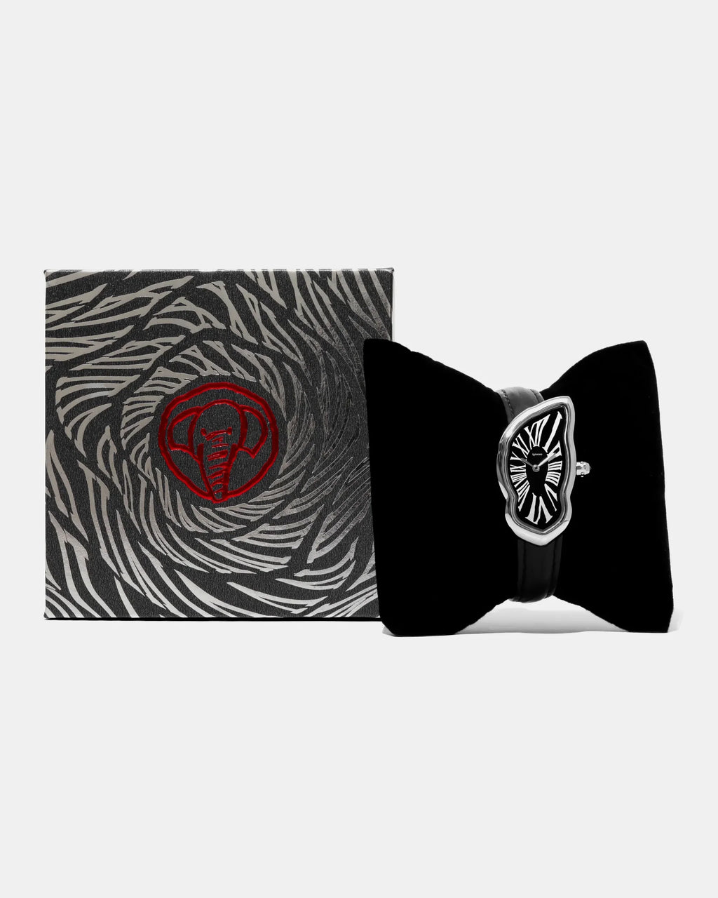 Laphont Melting Watch Slim Silver Case Mens Tonal Dial Black Band