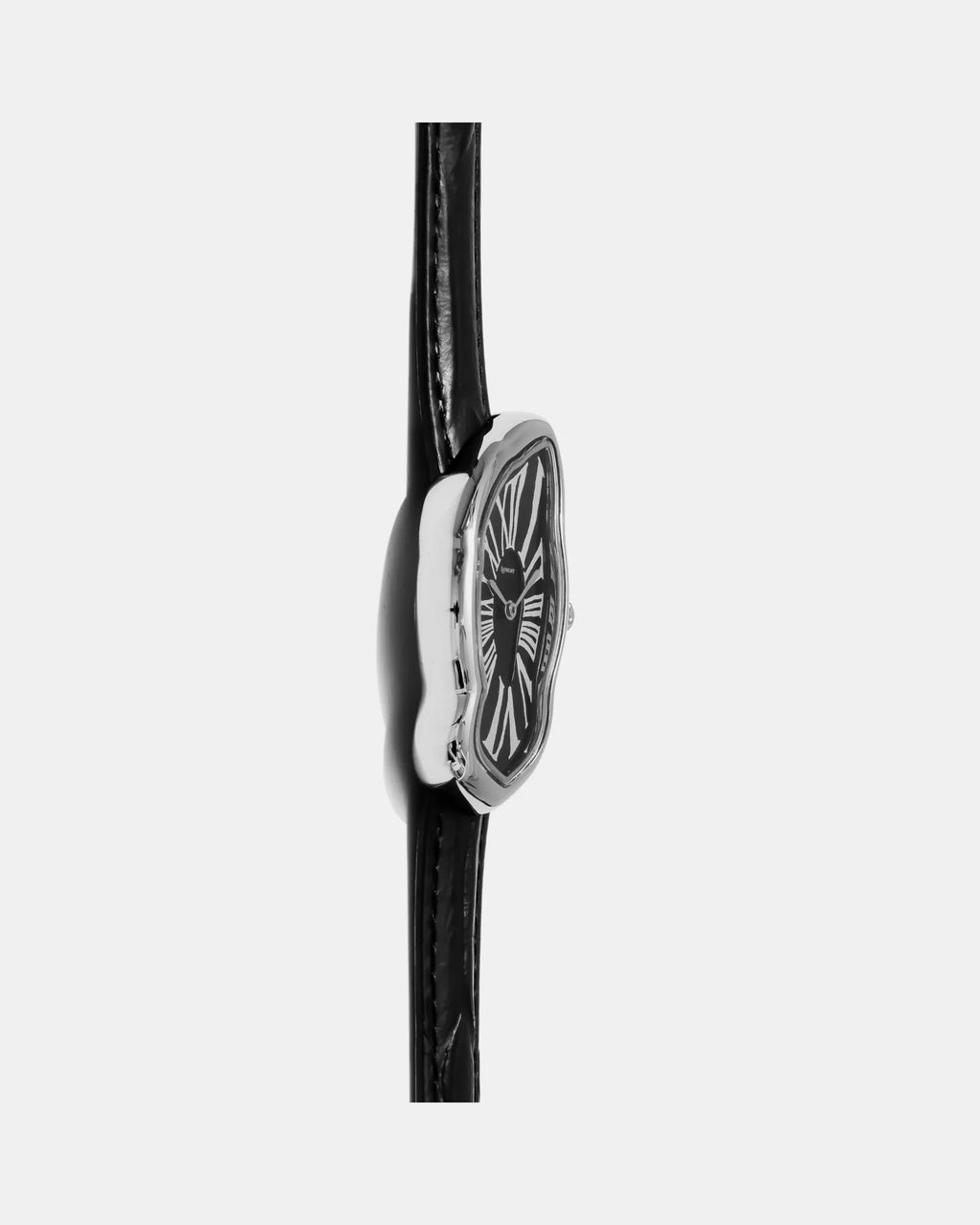 Laphont Melting Watch Slim Silver Case Mens Tonal Dial Black Band