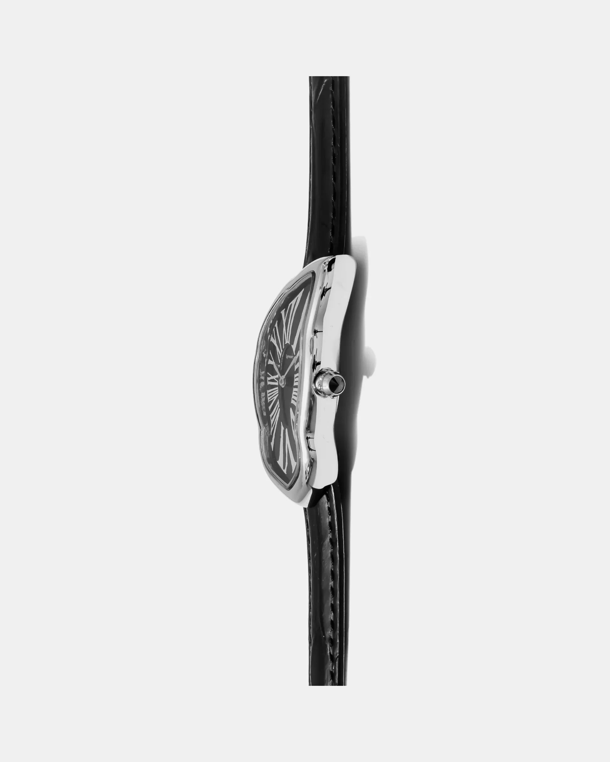 Laphont Melting Watch Slim Silver Case Mens Tonal Dial Black Band