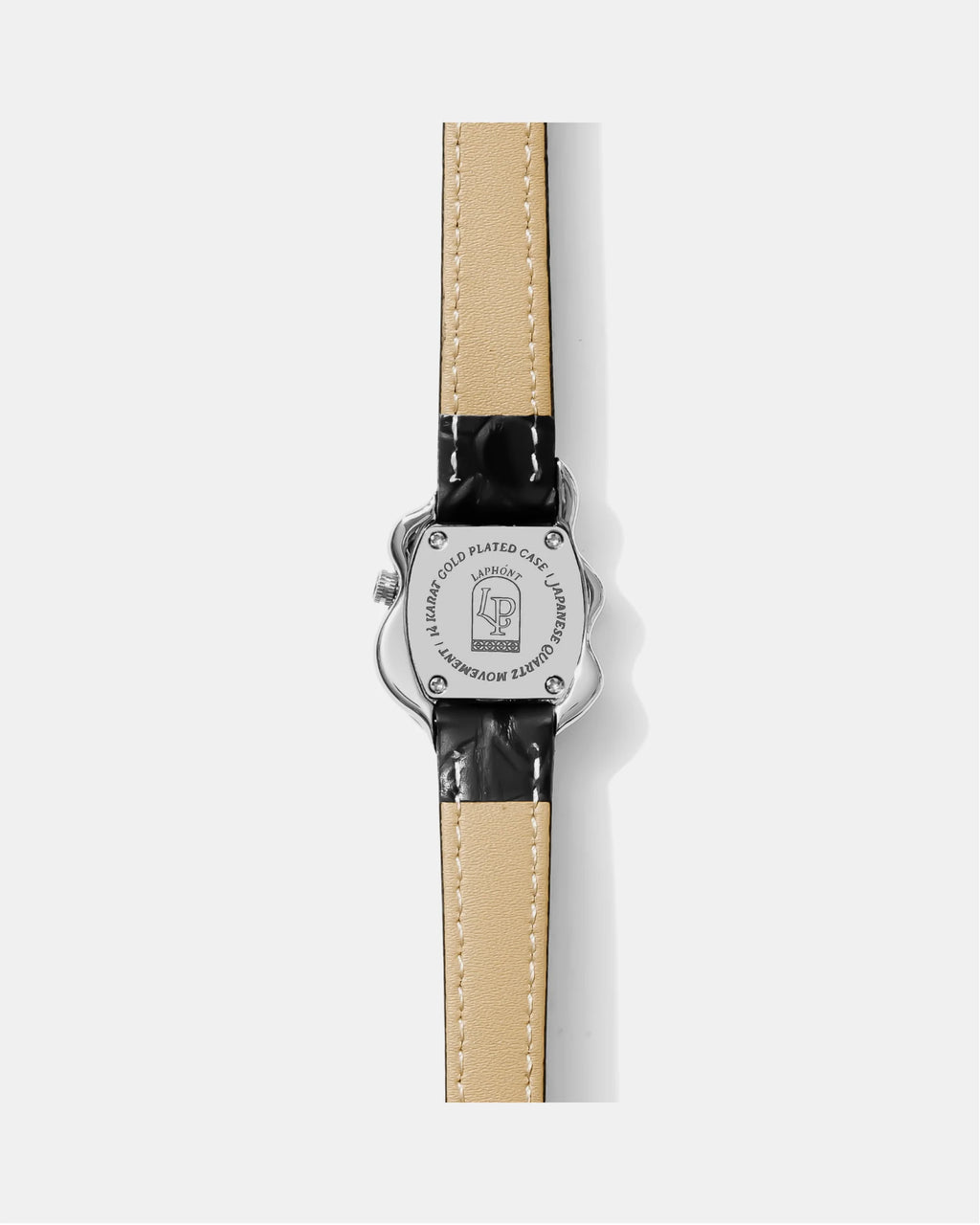 Laphont Mirage Watch Silver Case Black Band White Dial fem