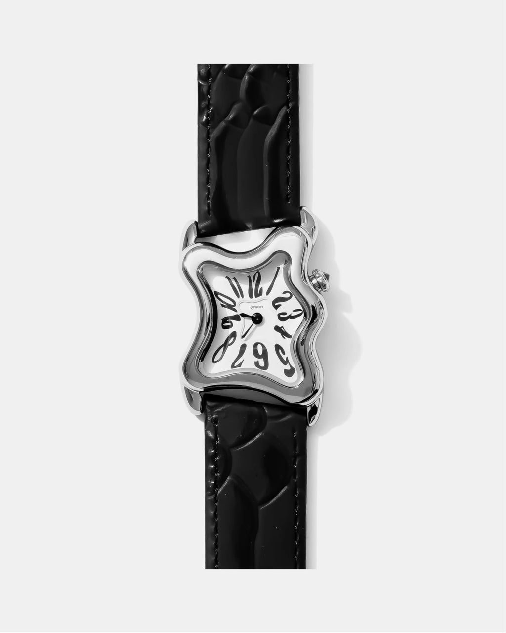 Laphont Ooblong Watch Silver Case Black Band White Dial