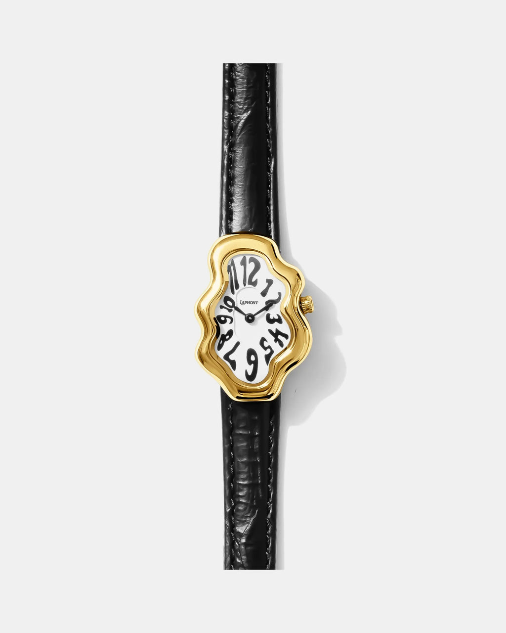 Laphont Mirage Watch Gold Case Black Band White Dial