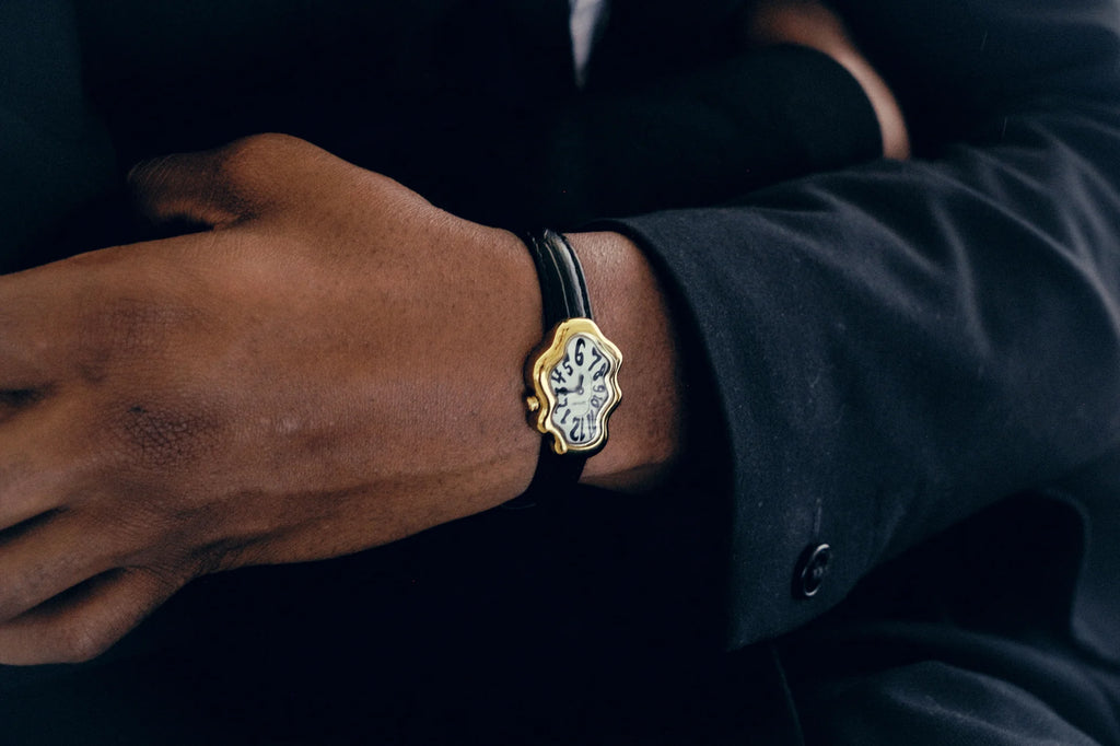 Laphont Mirage Watch Gold Case Black Band White Dial