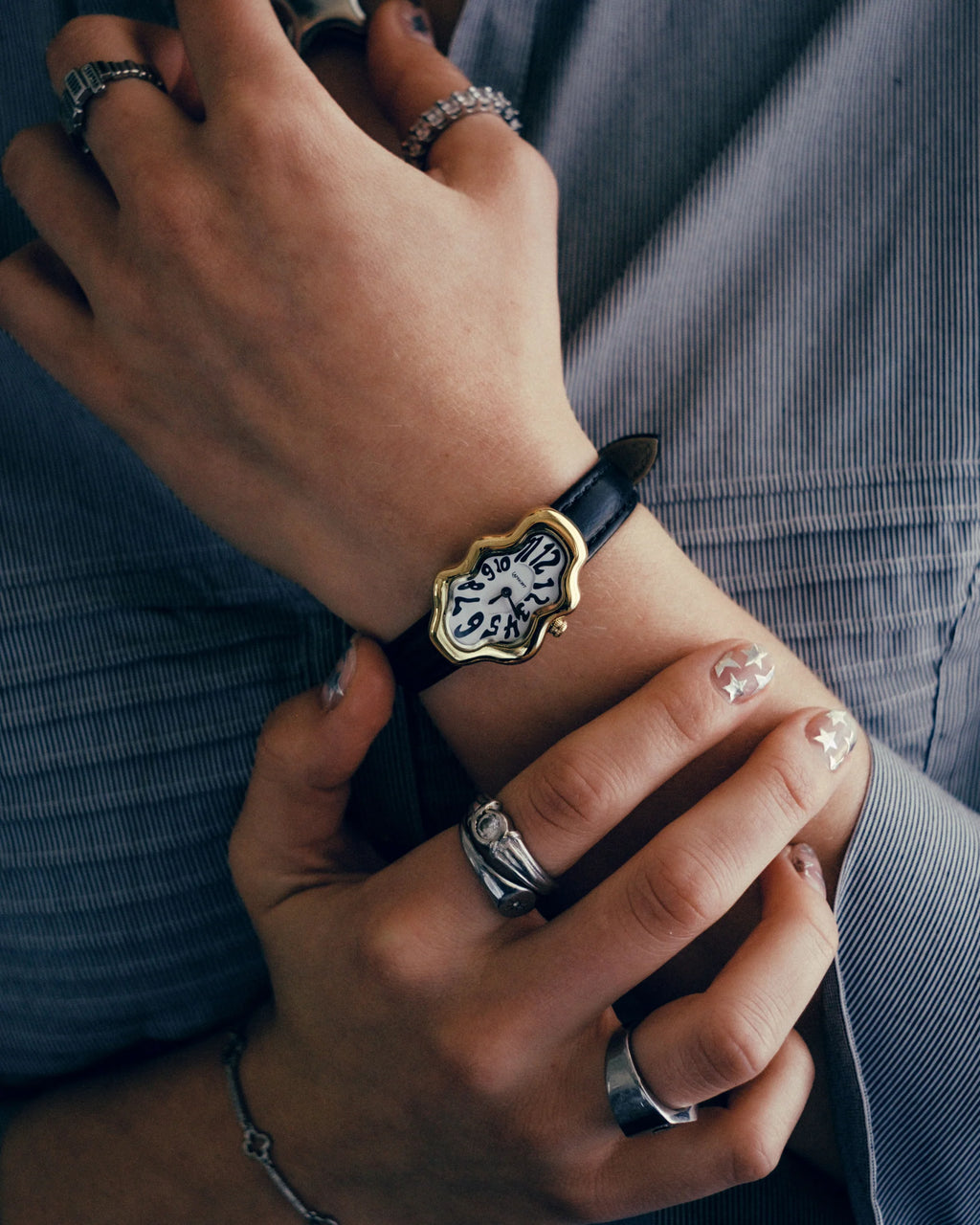 Laphont Mirage Watch Gold Case Black Band White Dial