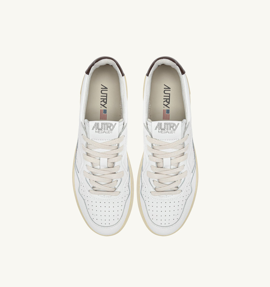 MEDALIST LOW MAN  LEATHER/LEATHER WHITE/BROWN