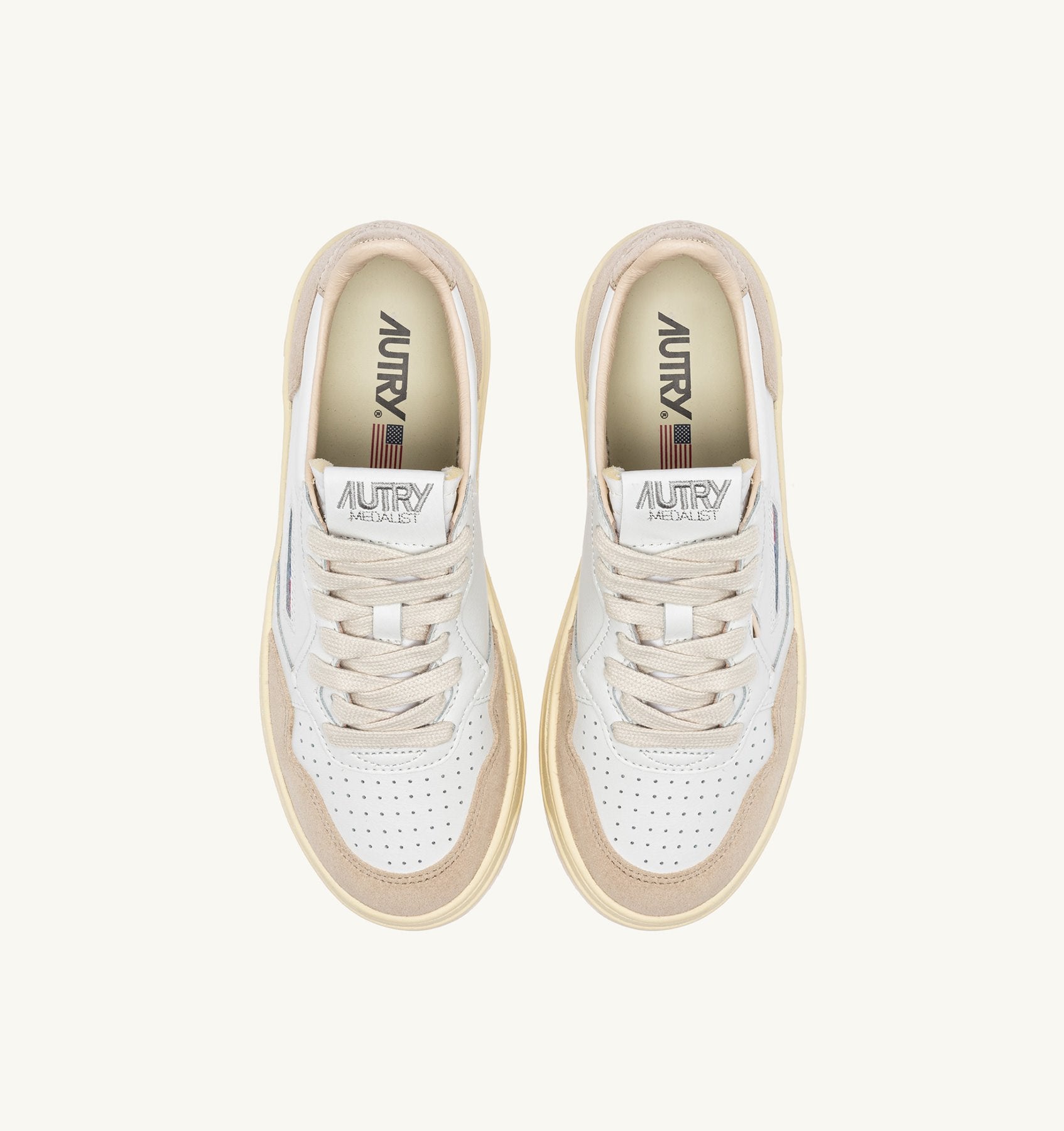 MEDALIST LOW MAN  LEATHER/SUEDE WHITE/GOLD