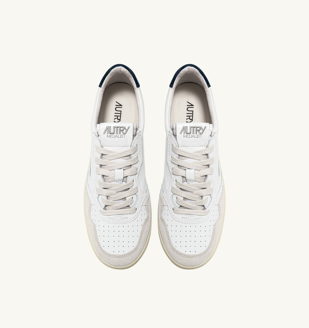 MEDALIST LOW MAN  LEATHER/SUEDE WHITE/BLUE
