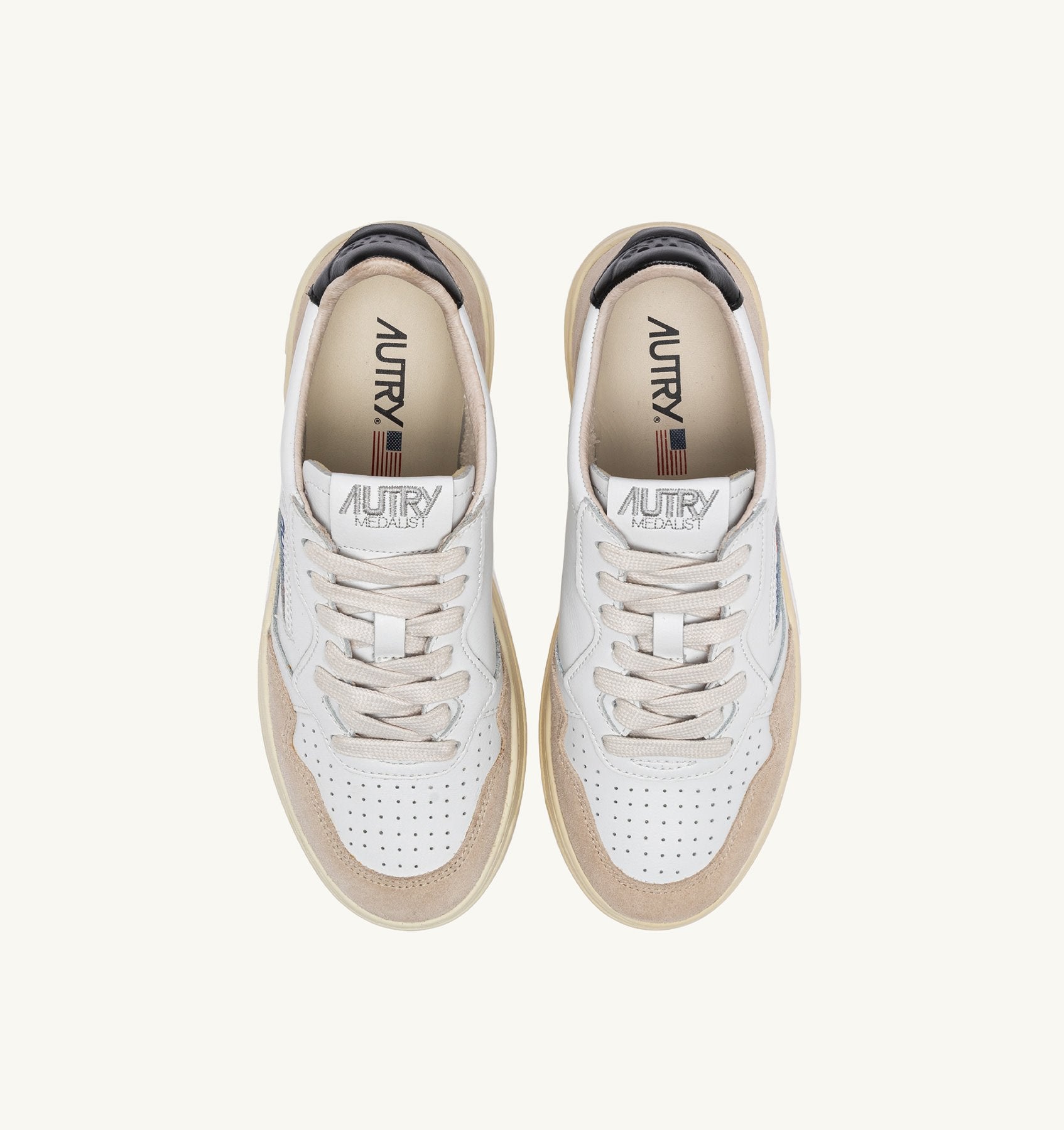 MEDALIST LOW MAN LEATHER/SUEDE WHITE/BLACK