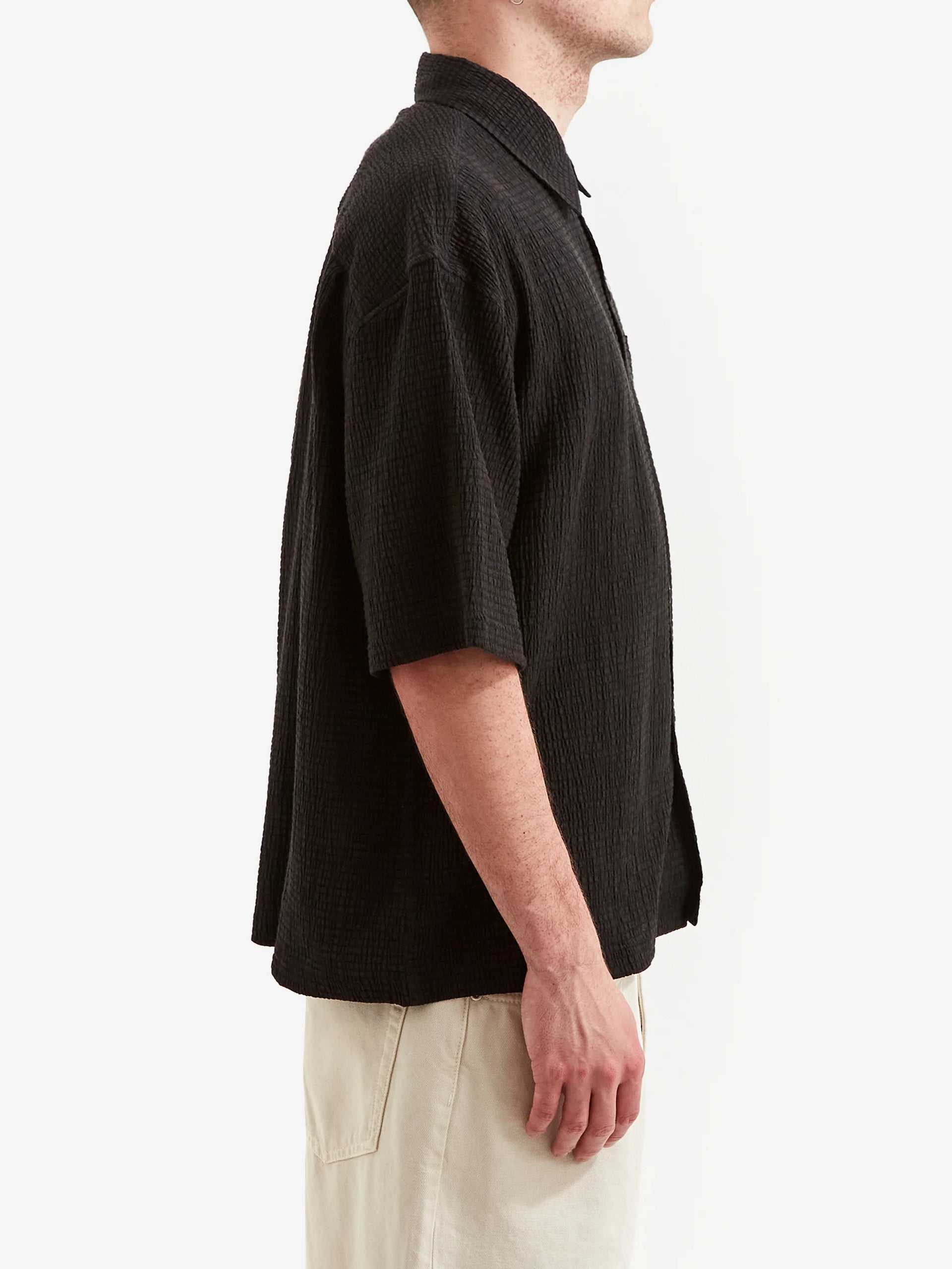 FLAT BOTTOM CRINKLED SHIRT BLACK