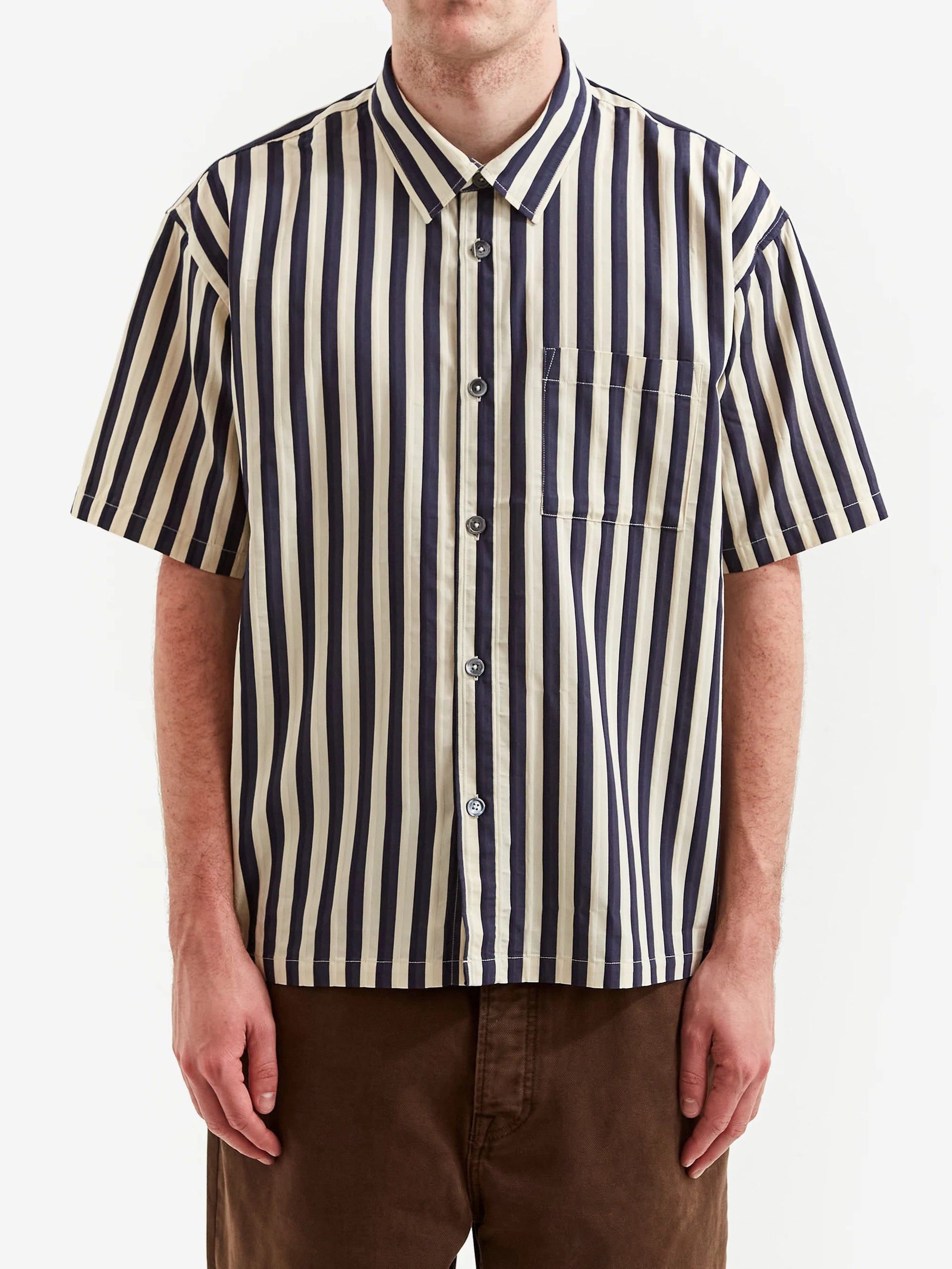 FLAT BOTTOM STRIPE SHIRT NAVY