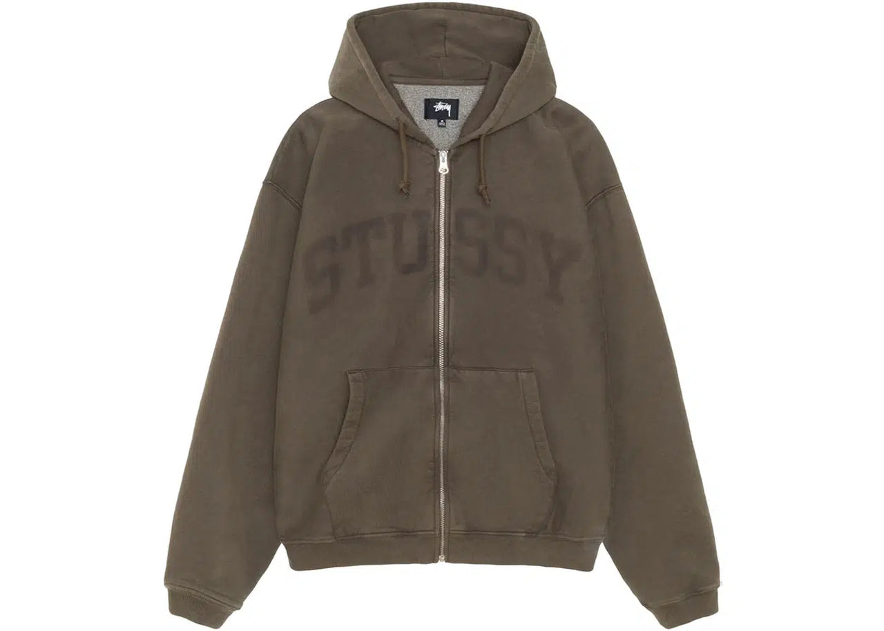 FADED GRAPHIC ZIP HOOD OLIVE