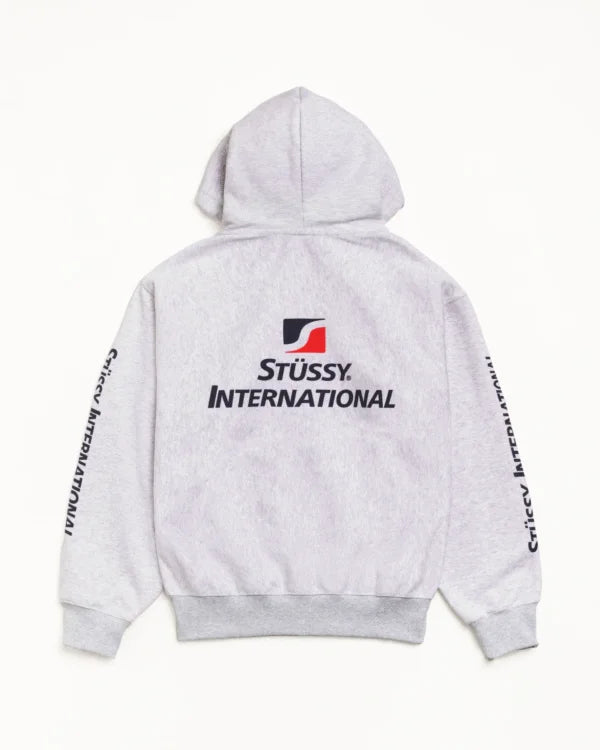 STUSSY INTERNATIONAL ZIP HOOD ASH HEATHER