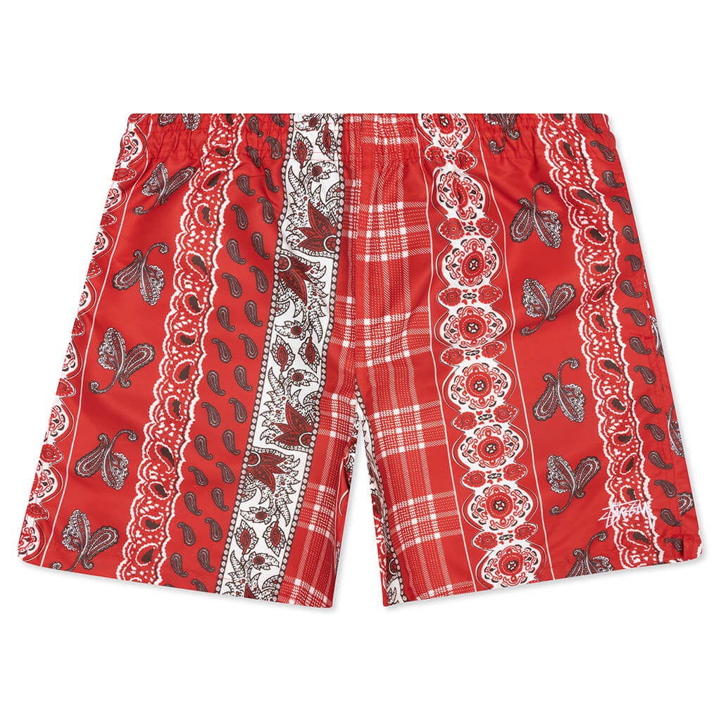 Paisley Plaid Water Short Red