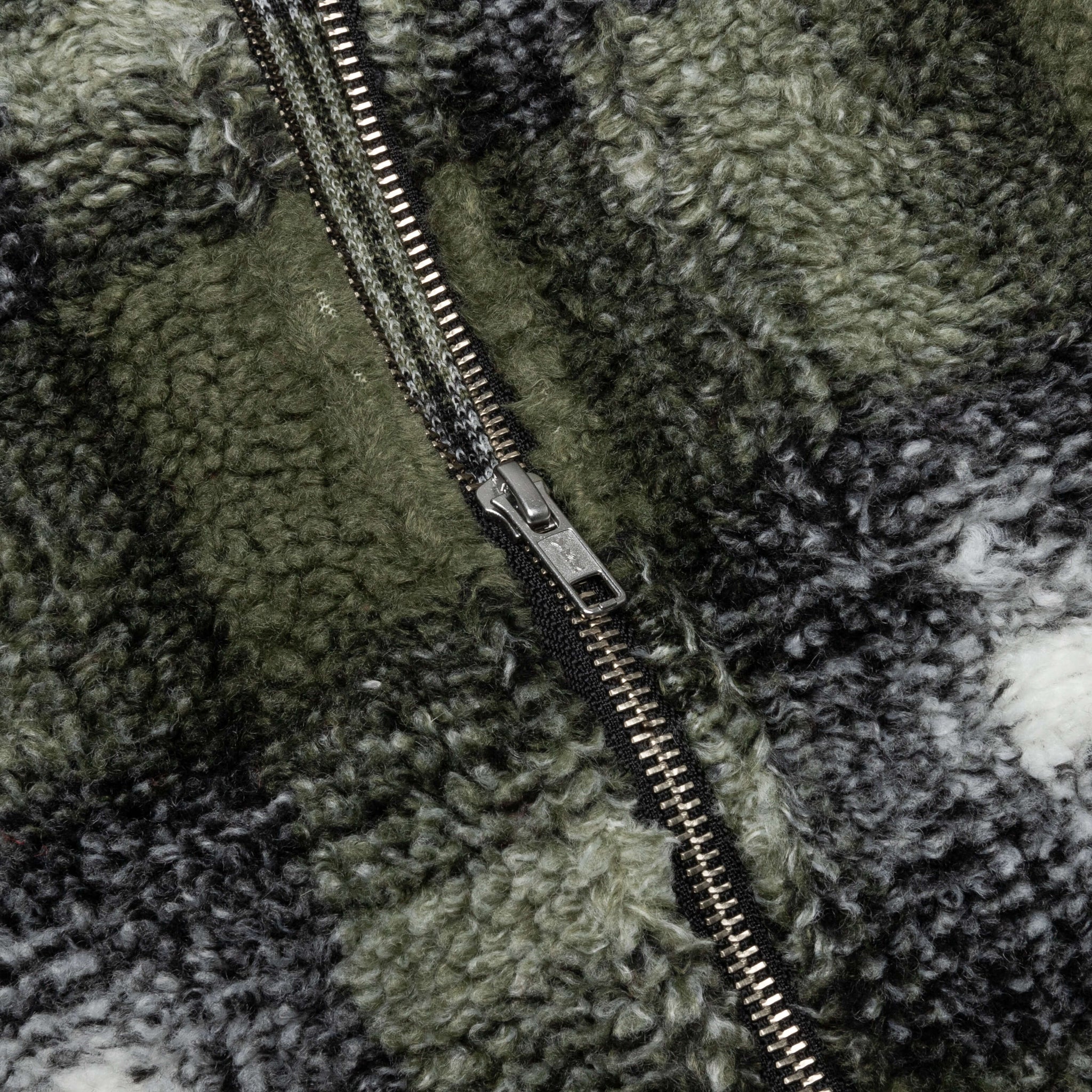 Shadow Plaid Sherpa Zip Shirt Olive XXL