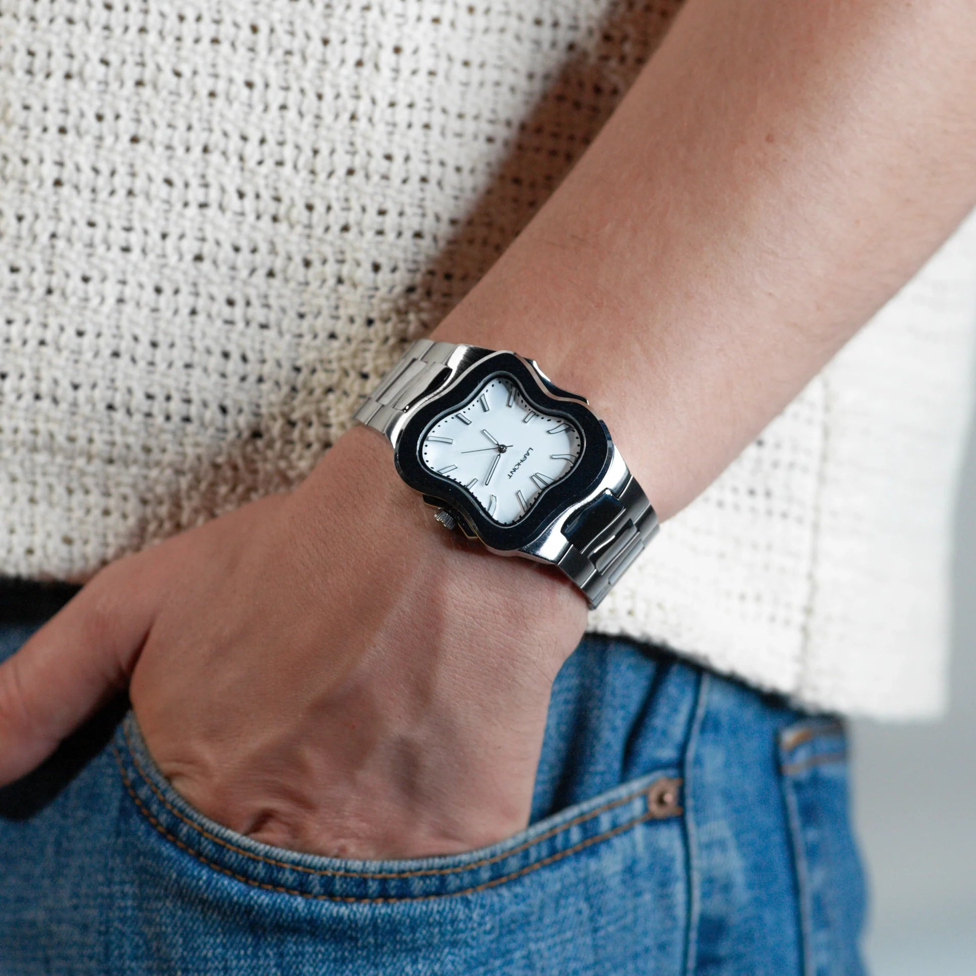 Laphont Argonaut Watch Silver Case White Dial