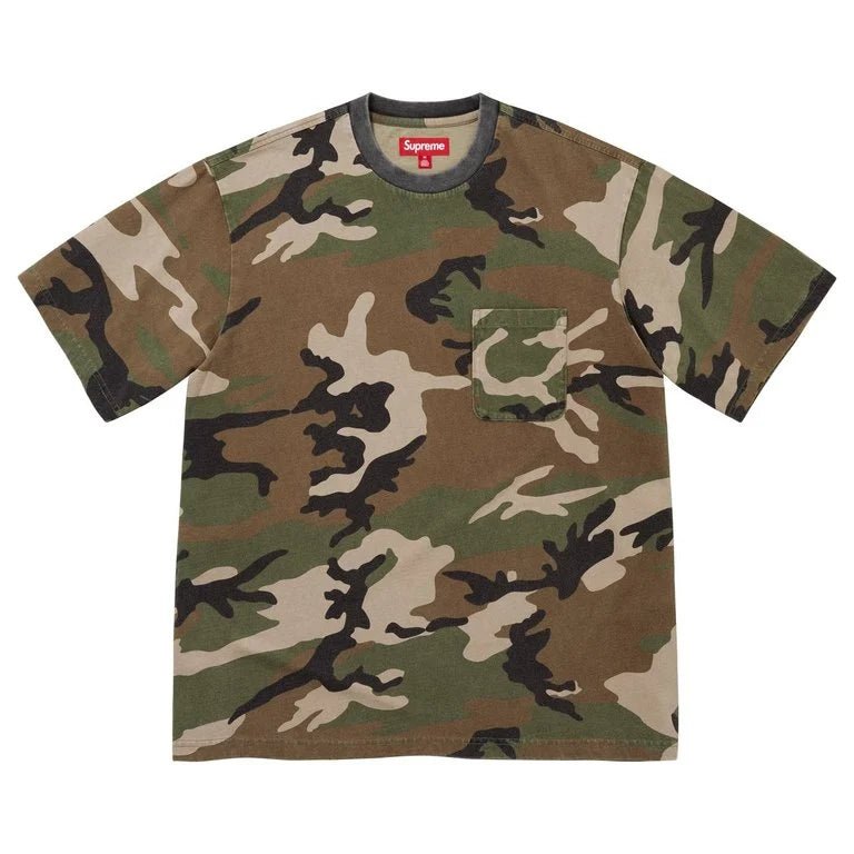 CRACKED POCKET S/S TOP WOODLAND CAMO