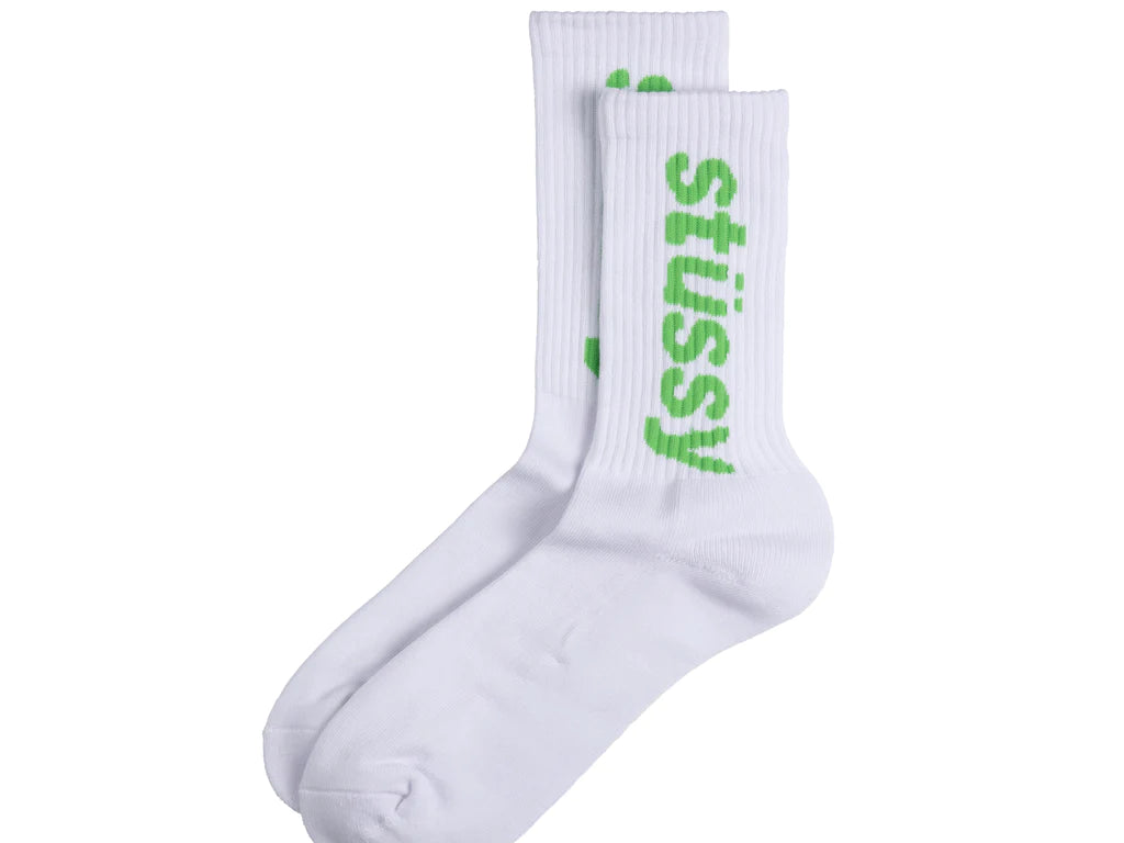 Helvetica Crew Socks White/Green
