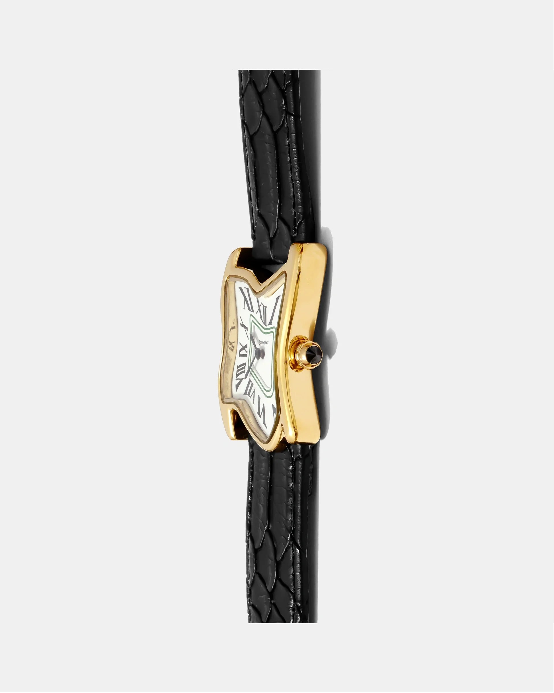 Laphont Melting Watch Square Gold Large Case Band Black