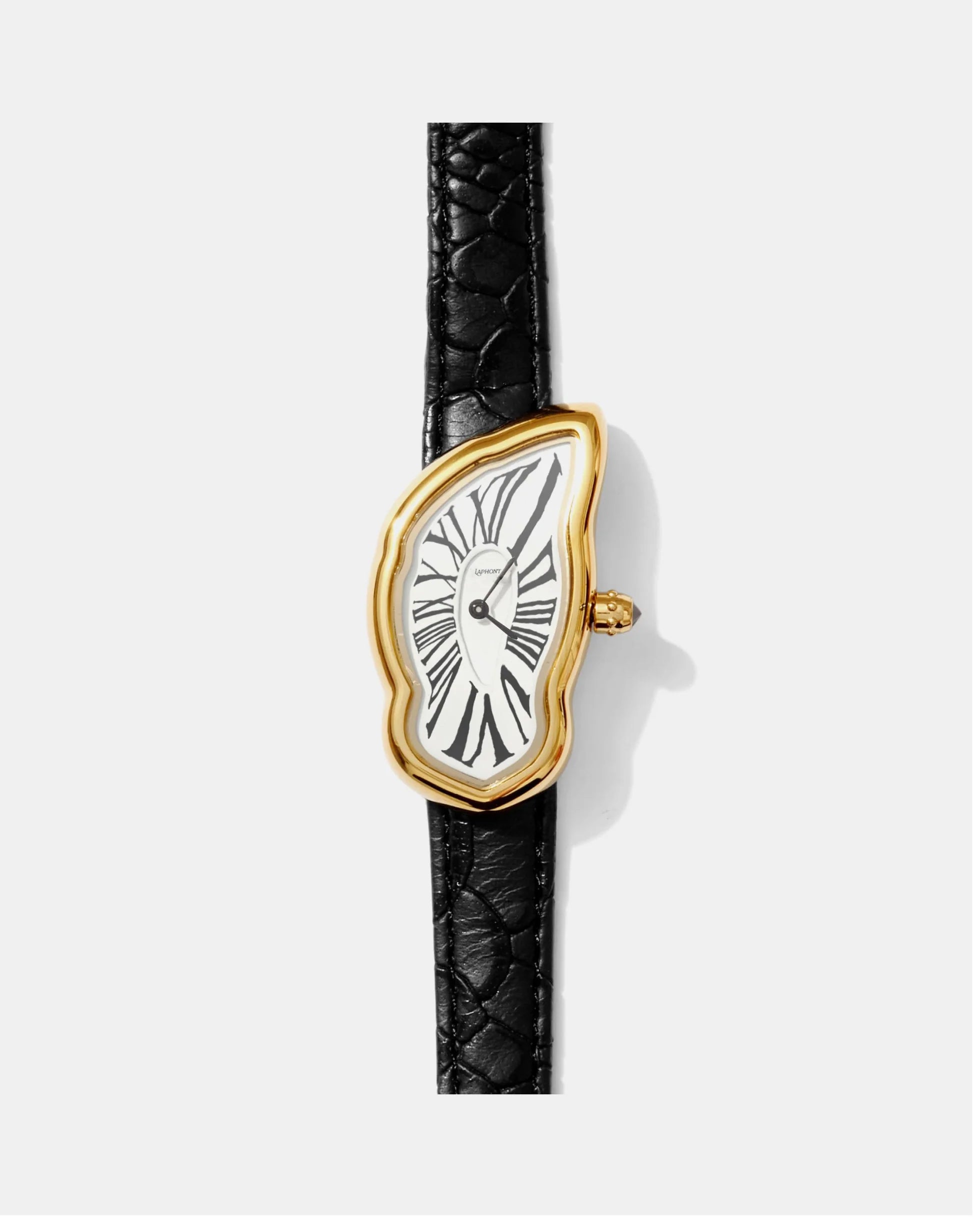 Laphont Melting Watch Slim Gold Case Mens Band Black