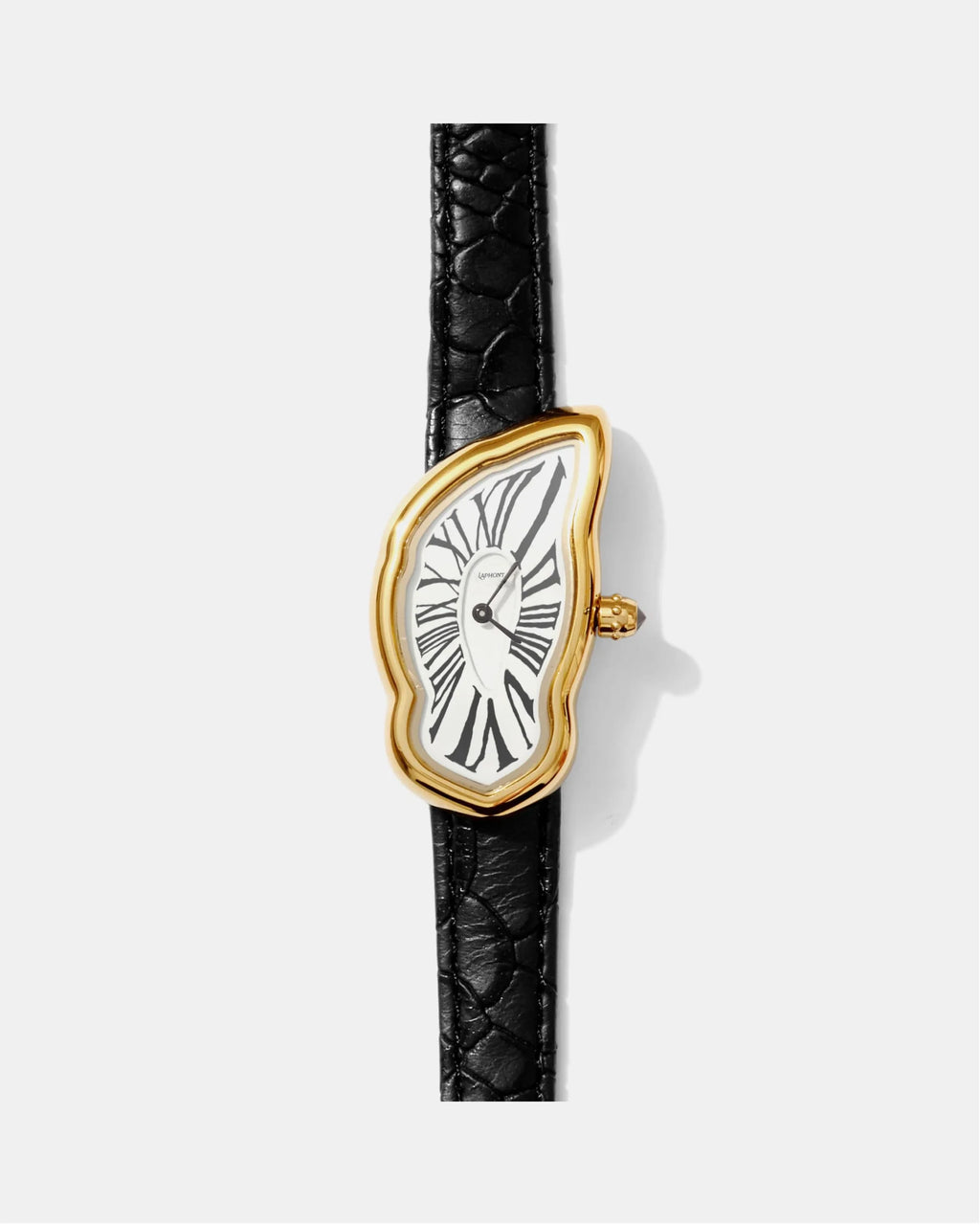 Laphont Melting Watch Slim Gold Case Women Band Black