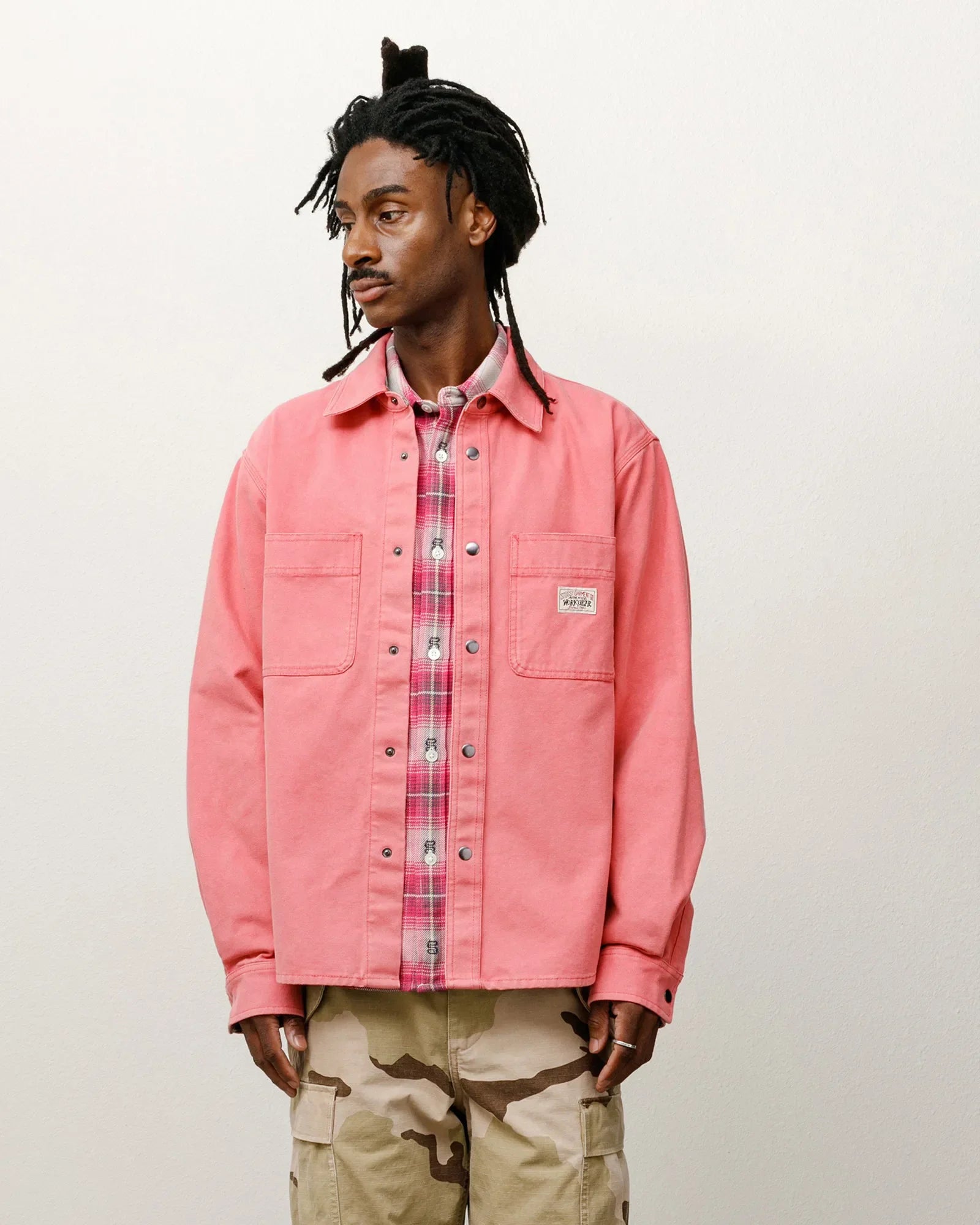 HEAVY WASHED CANVAS SHIRT BERRY