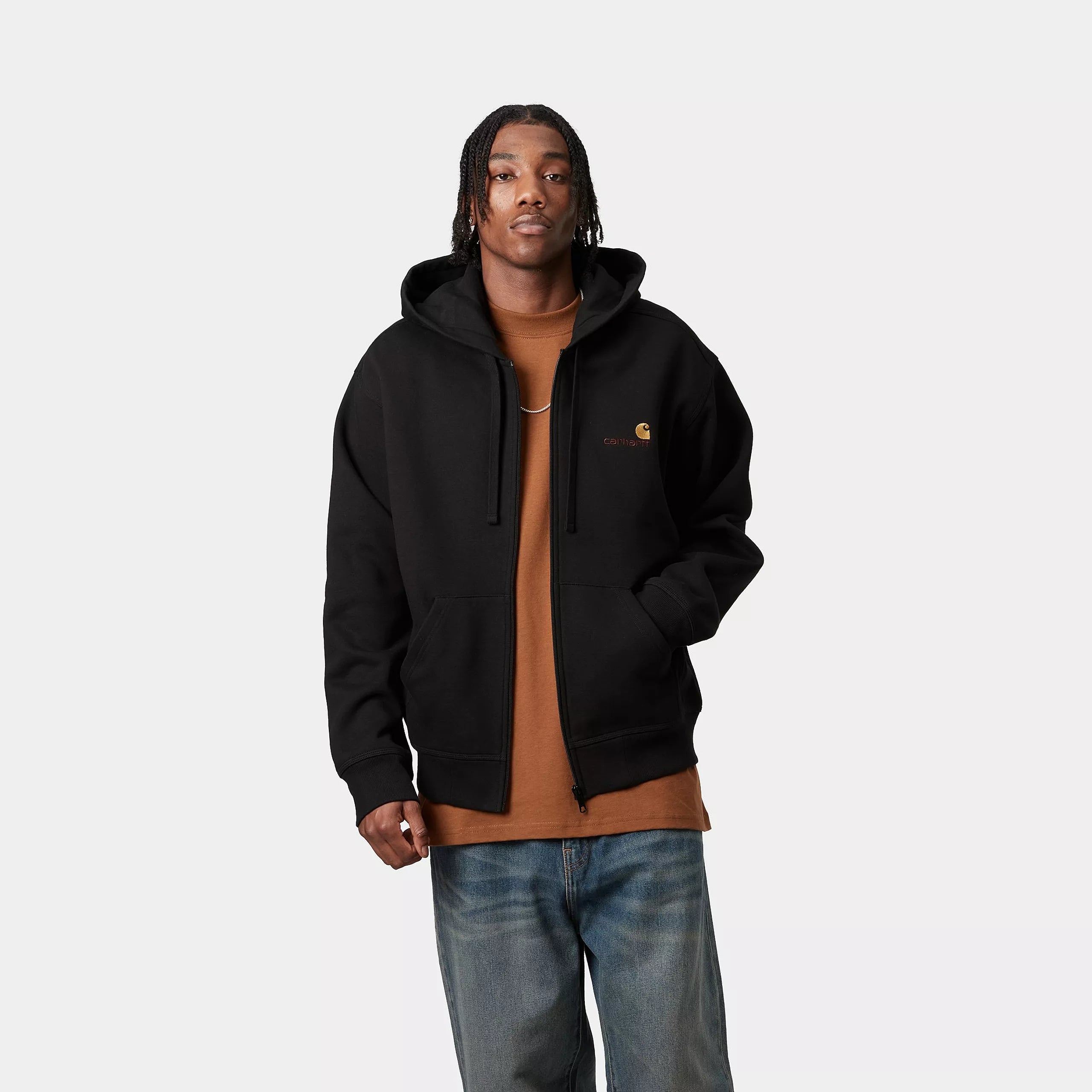 Hooded American Script Jacket Black